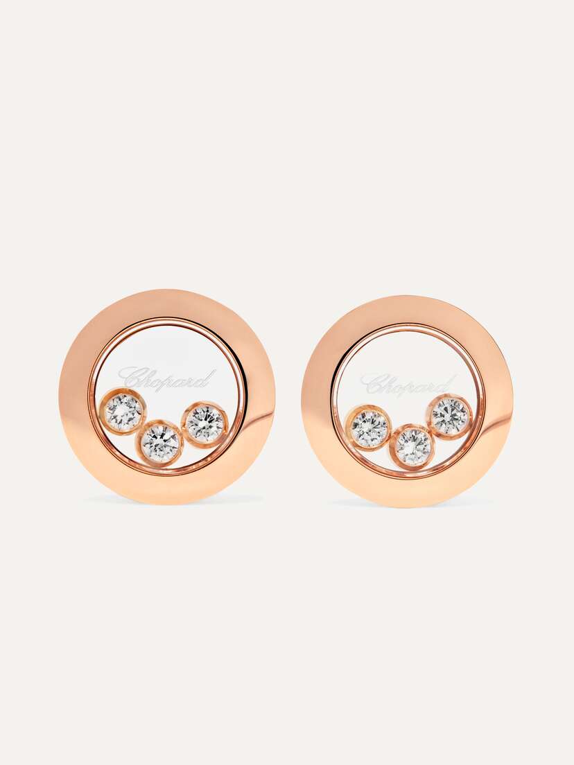 Chopard Happy Diamonds 18-karat Rose Gold Diamond Earrings
