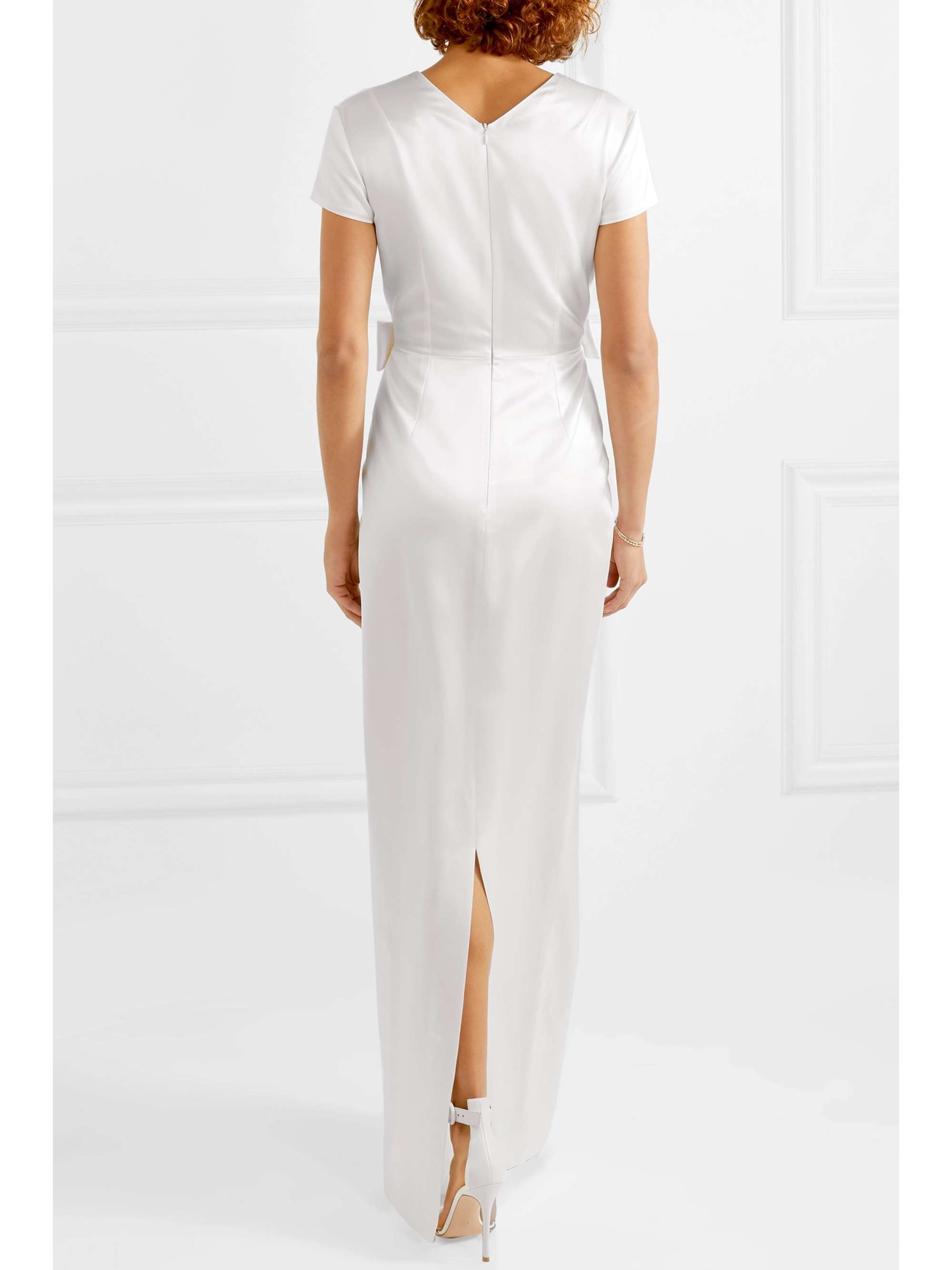 EMILIA WICKSTEAD Beatrice bow-embellished ruched silk-satin gown