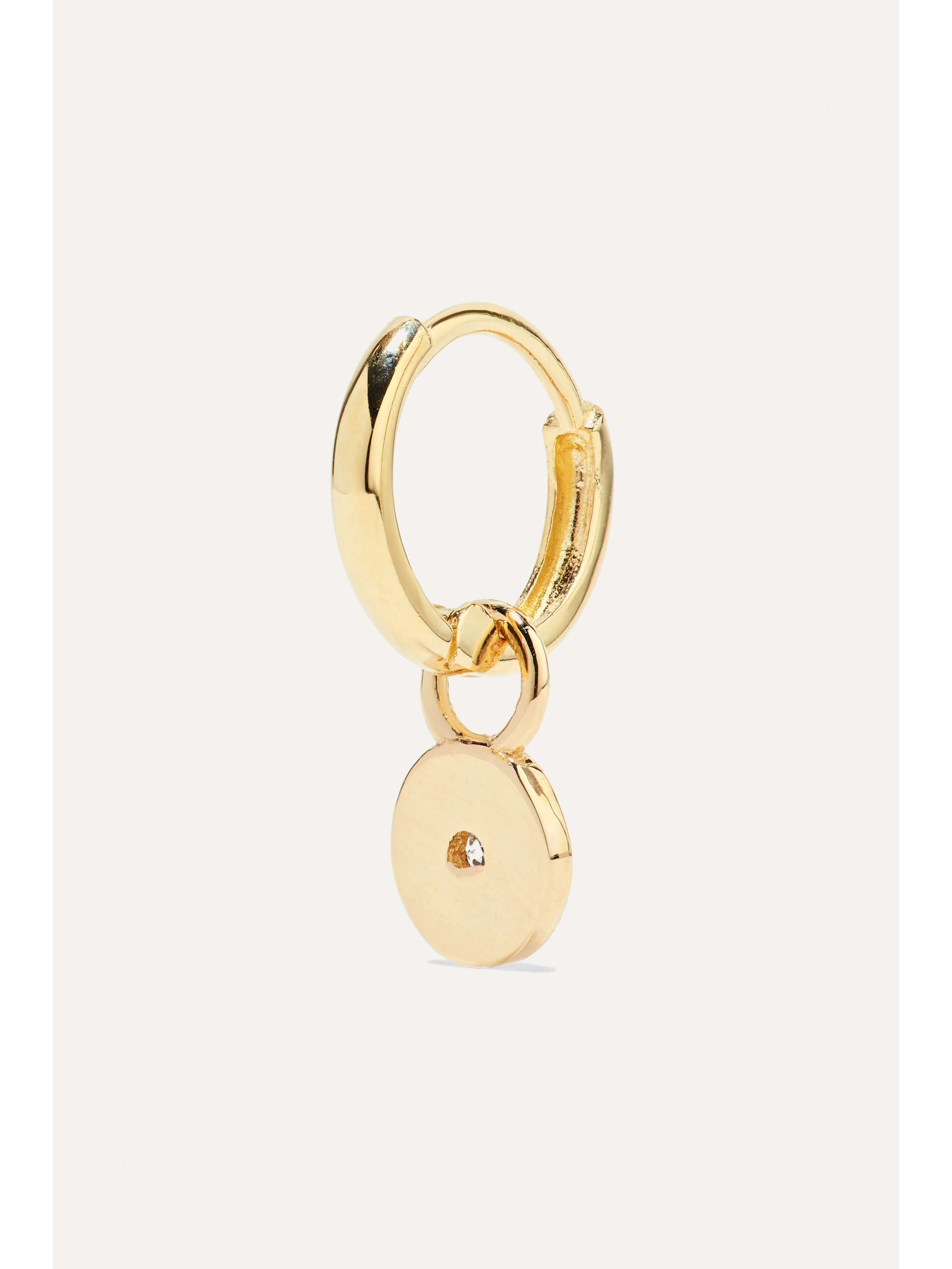 ALISON LOU Huggy 14-karat gold, diamond and enamel hoop earring