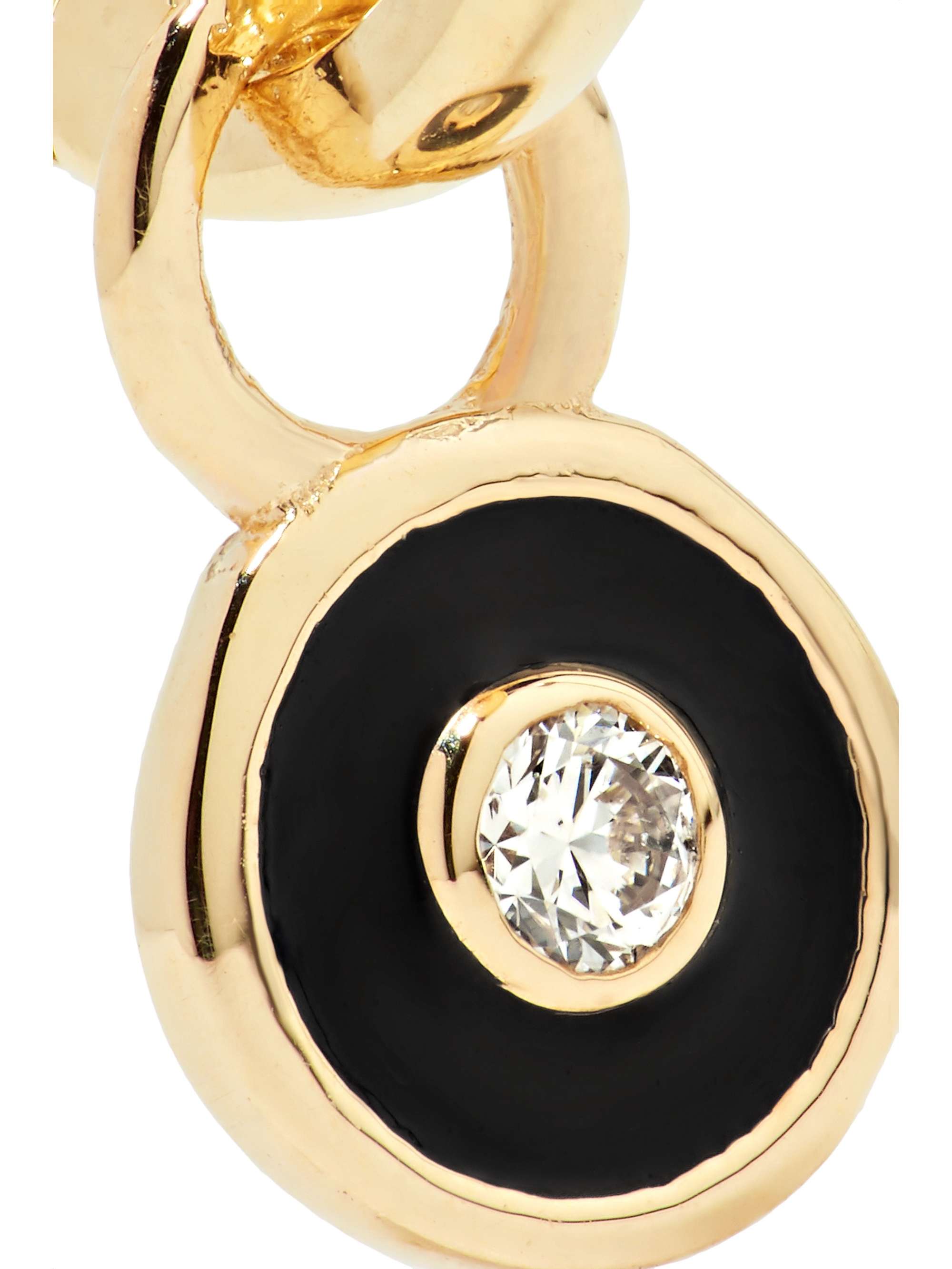 ALISON LOU Huggy 14-karat gold, diamond and enamel hoop earring