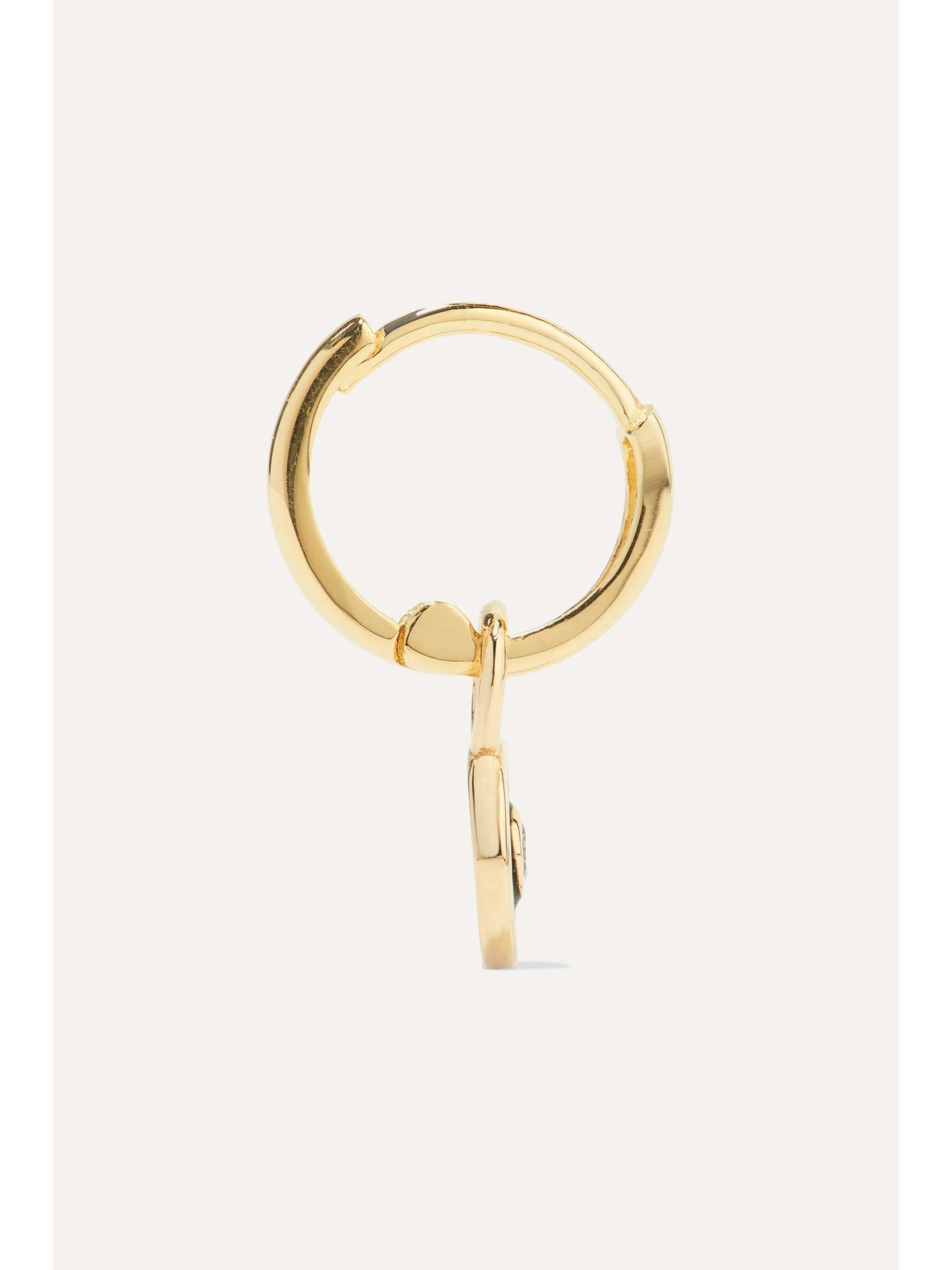 ALISON LOU Huggy 14-karat gold, diamond and enamel hoop earring