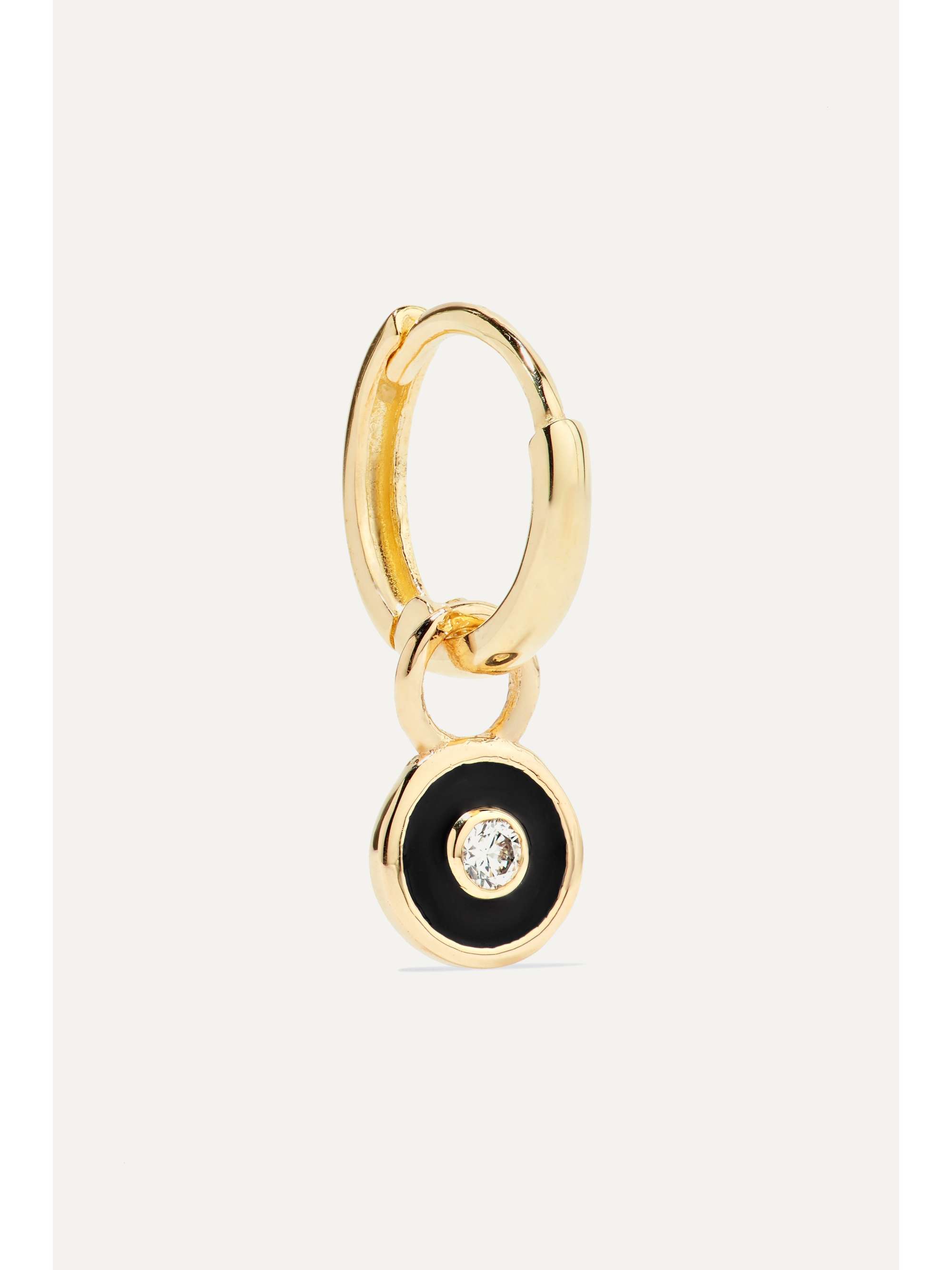 ALISON LOU Huggy 14-karat gold, diamond and enamel hoop earring