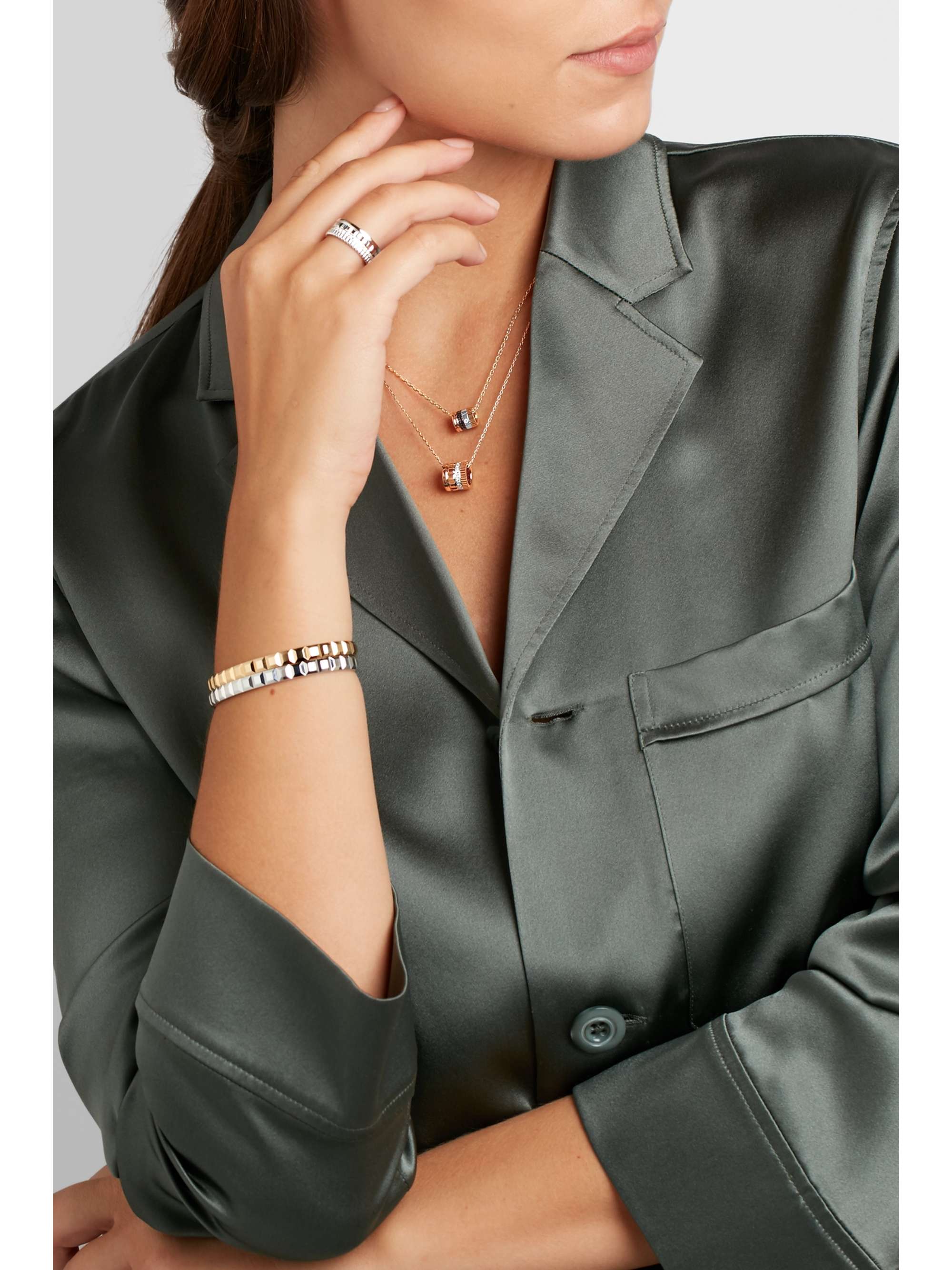BOUCHERON Quatre Classique Mini 18-karat yellow, white and rose gold, PVD and diamond necklace