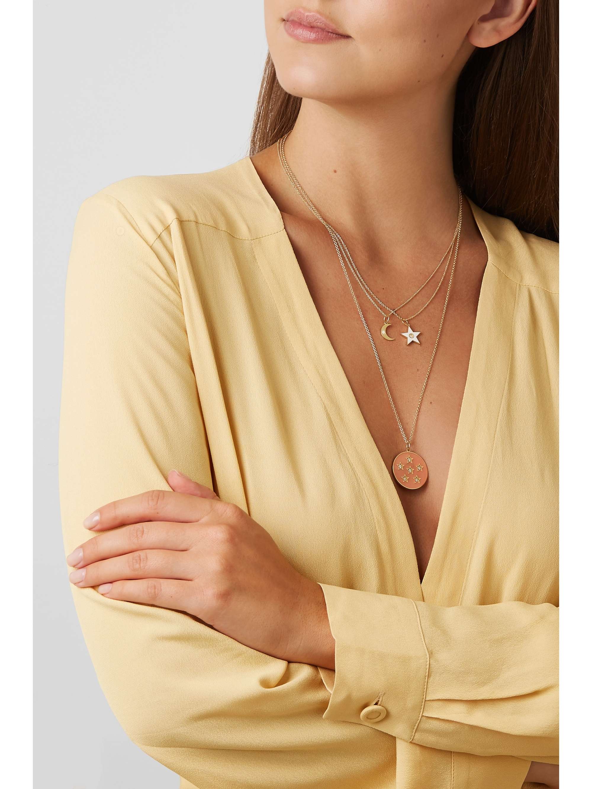 ANDREA FOHRMAN Crescent Moon 18-karat gold diamond necklace