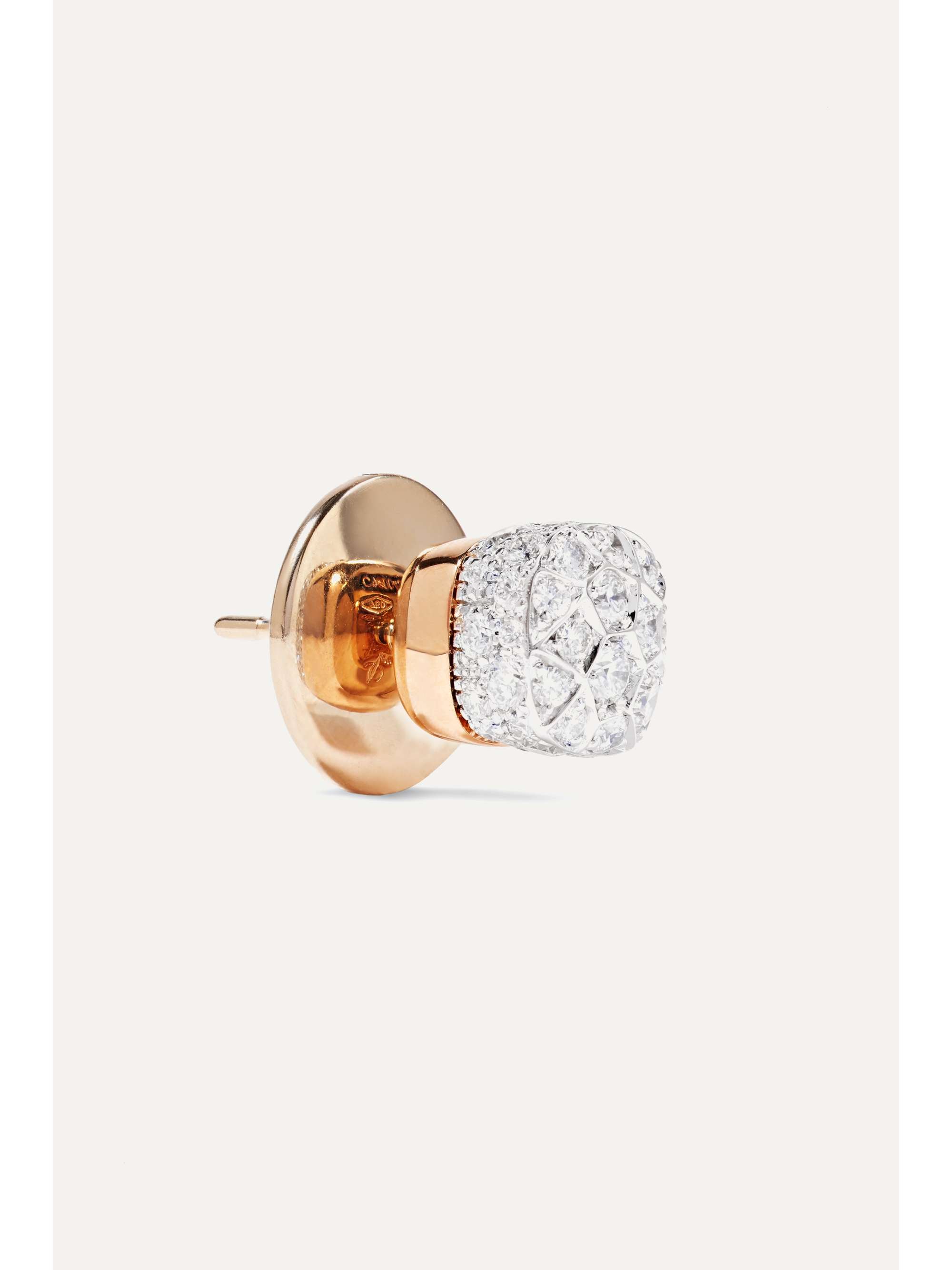 POMELLATO Nudo Solitaire 18-karat rose and white gold diamond earrings