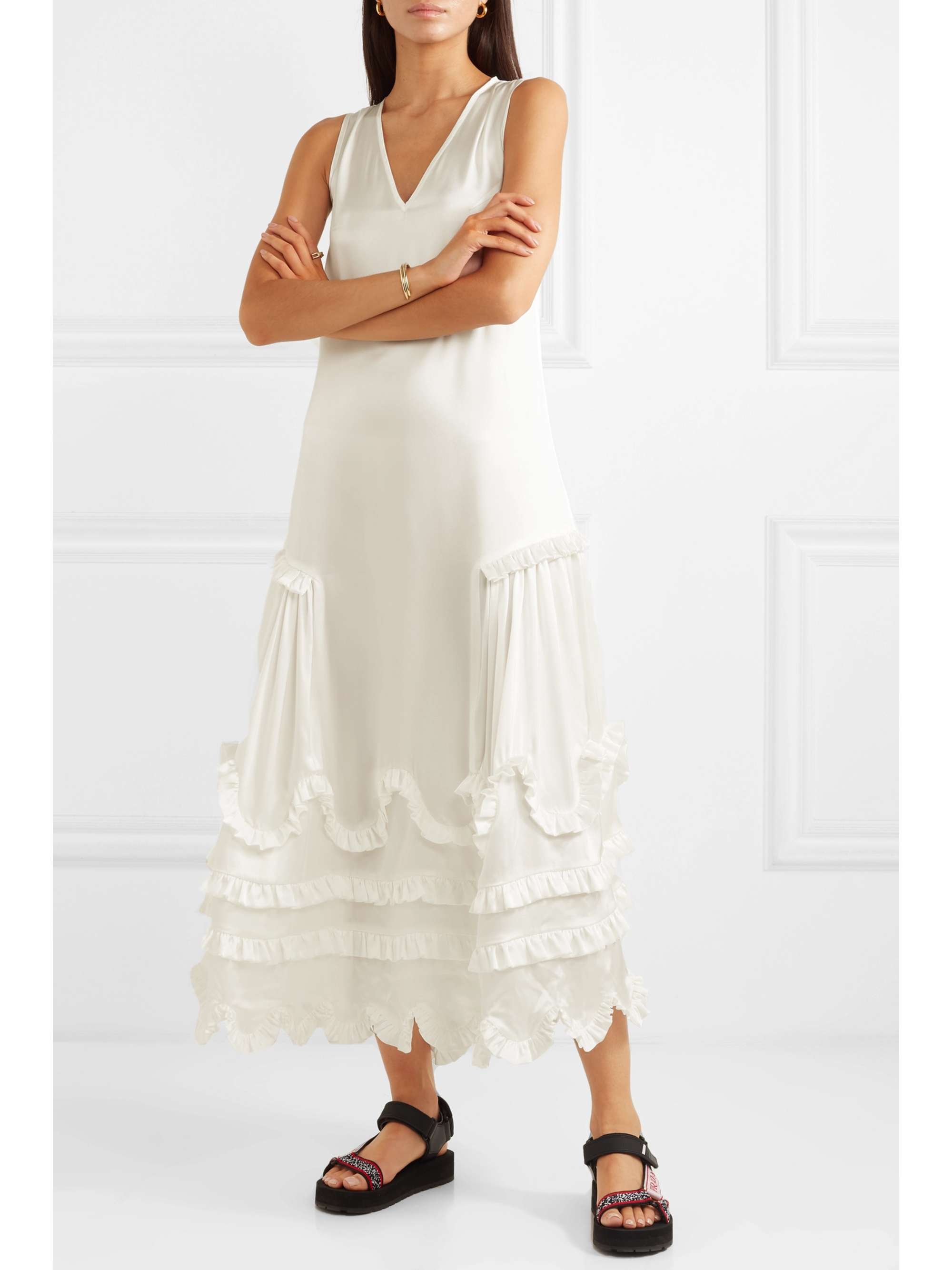 CECILIE BAHNSEN Pernille ruffled silk-satin maxi dress