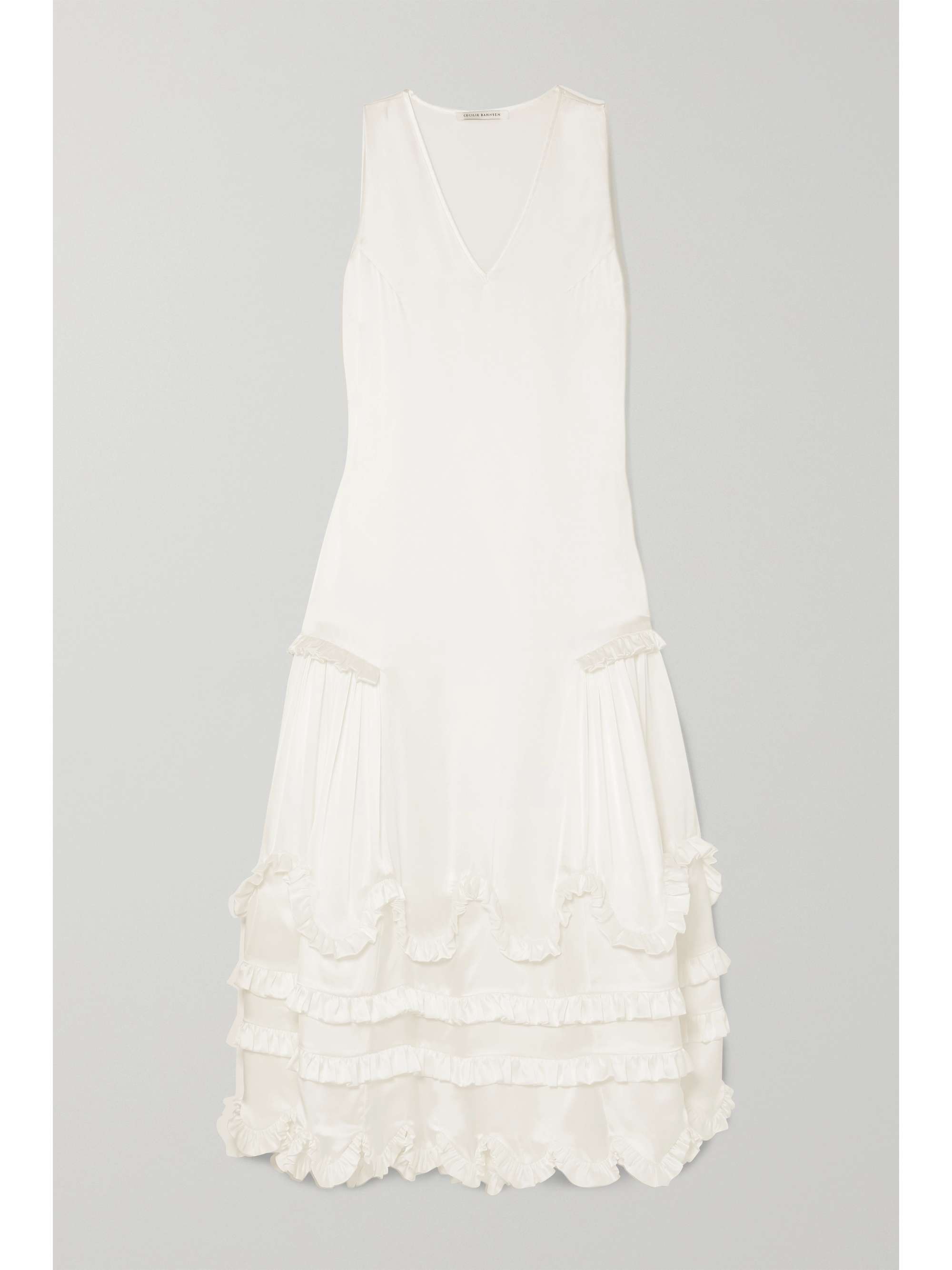 CECILIE BAHNSEN Pernille ruffled silk-satin maxi dress