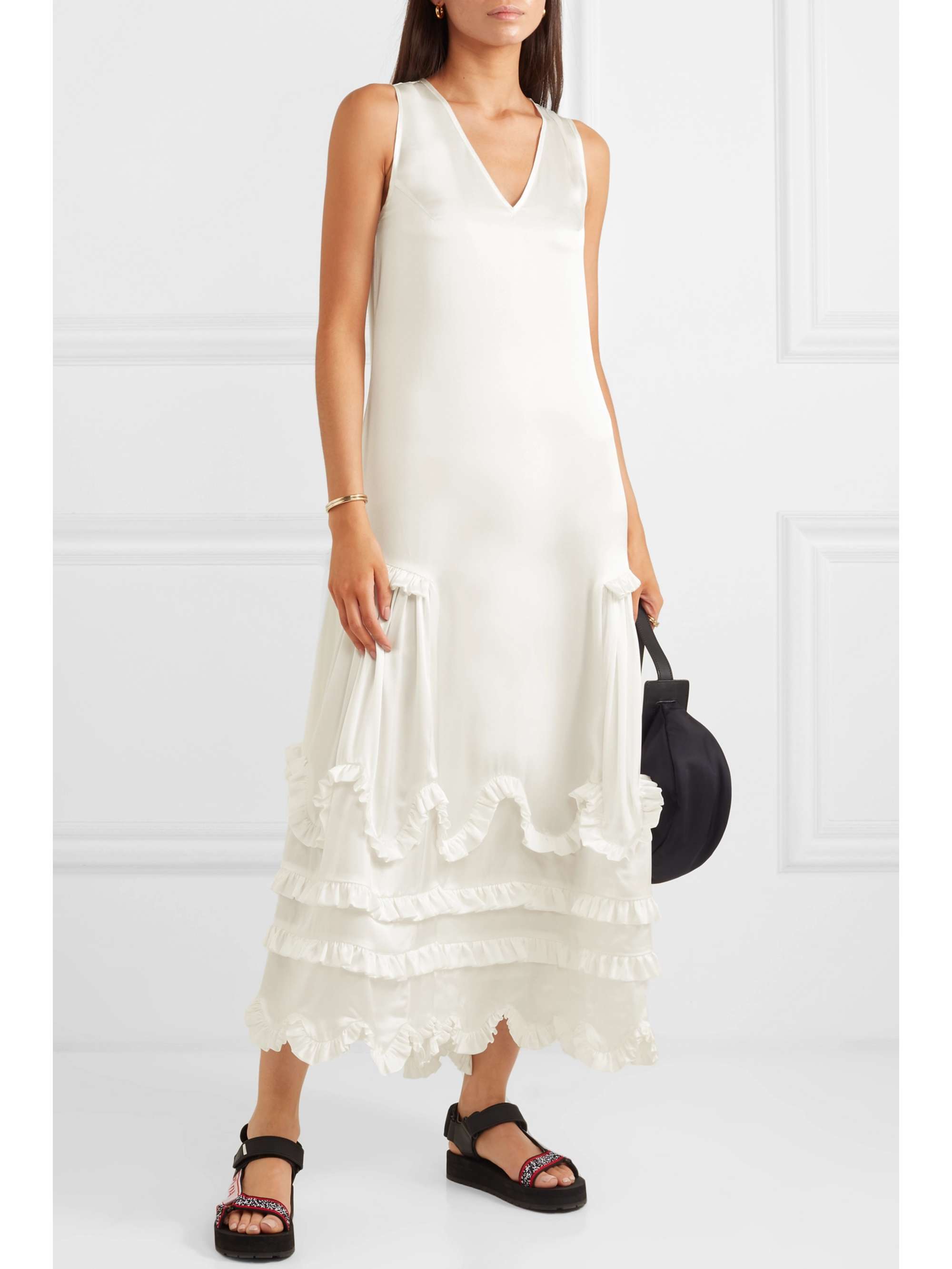 CECILIE BAHNSEN Pernille ruffled silk-satin maxi dress