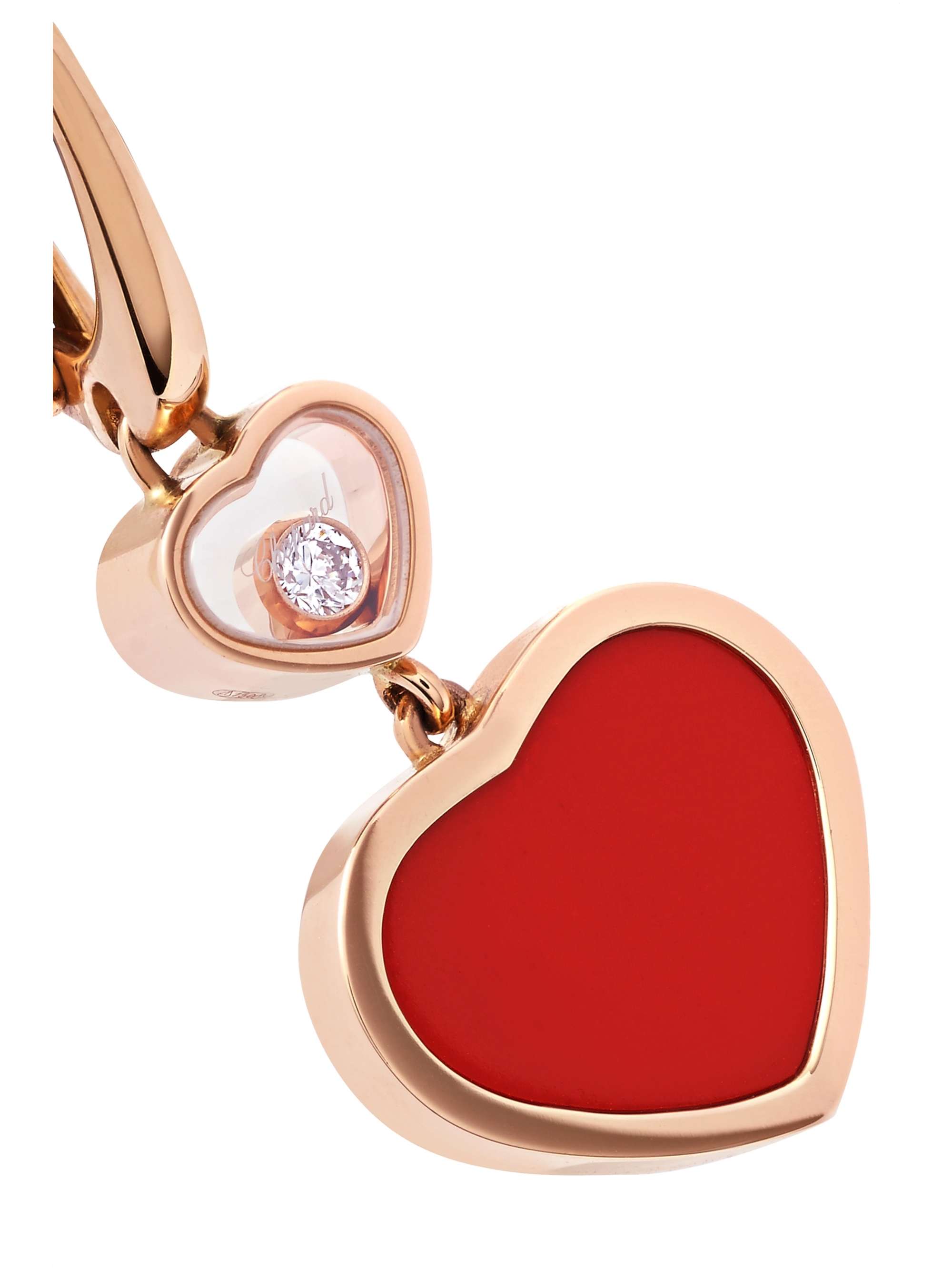 CHOPARD Happy Hearts 18-karat rose gold, diamond and onyx earrings
