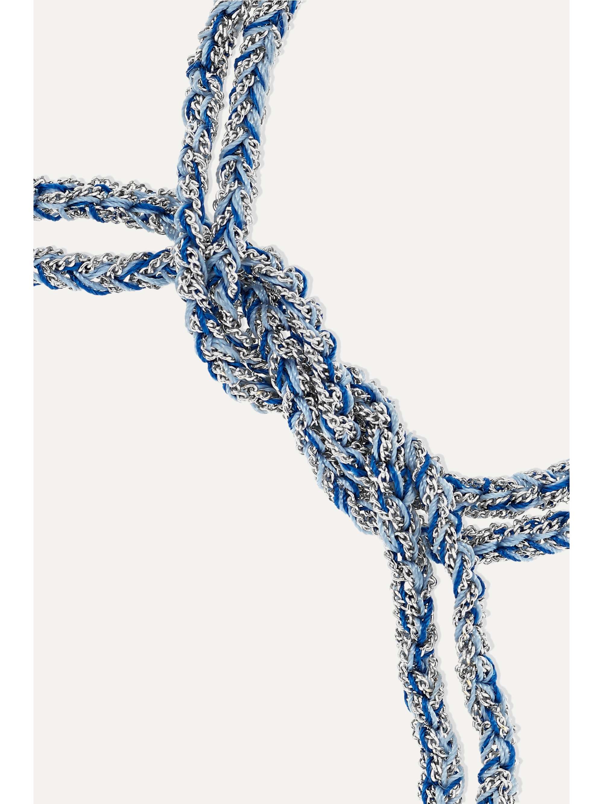 CAROLINA BUCCI Lucky Balance 18-karat white gold, sapphire and silk bracelet