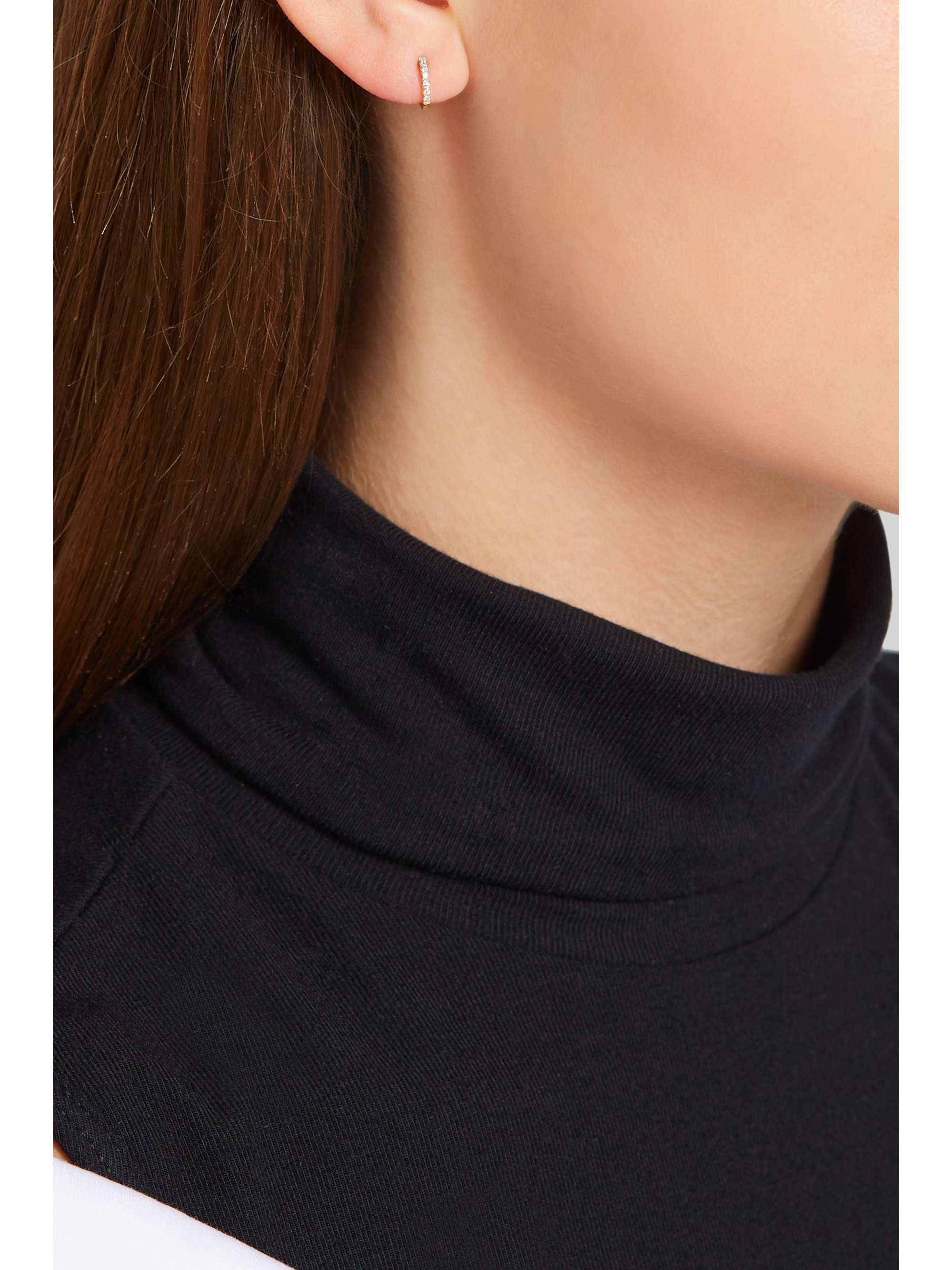 MARIA TASH 5mm 18-karat gold diamond hoop earring