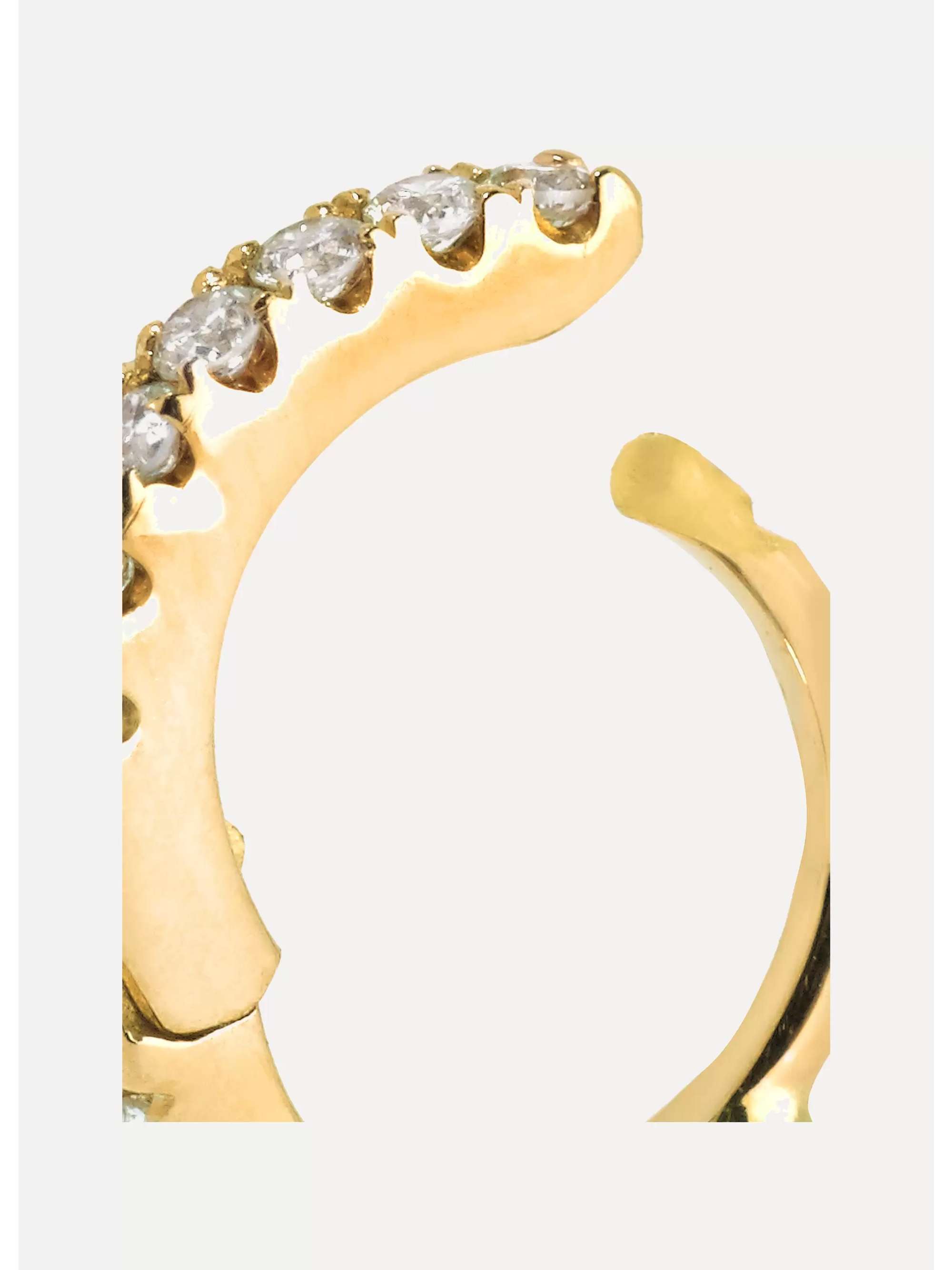 MARIA TASH 5mm 18-karat gold diamond hoop earring