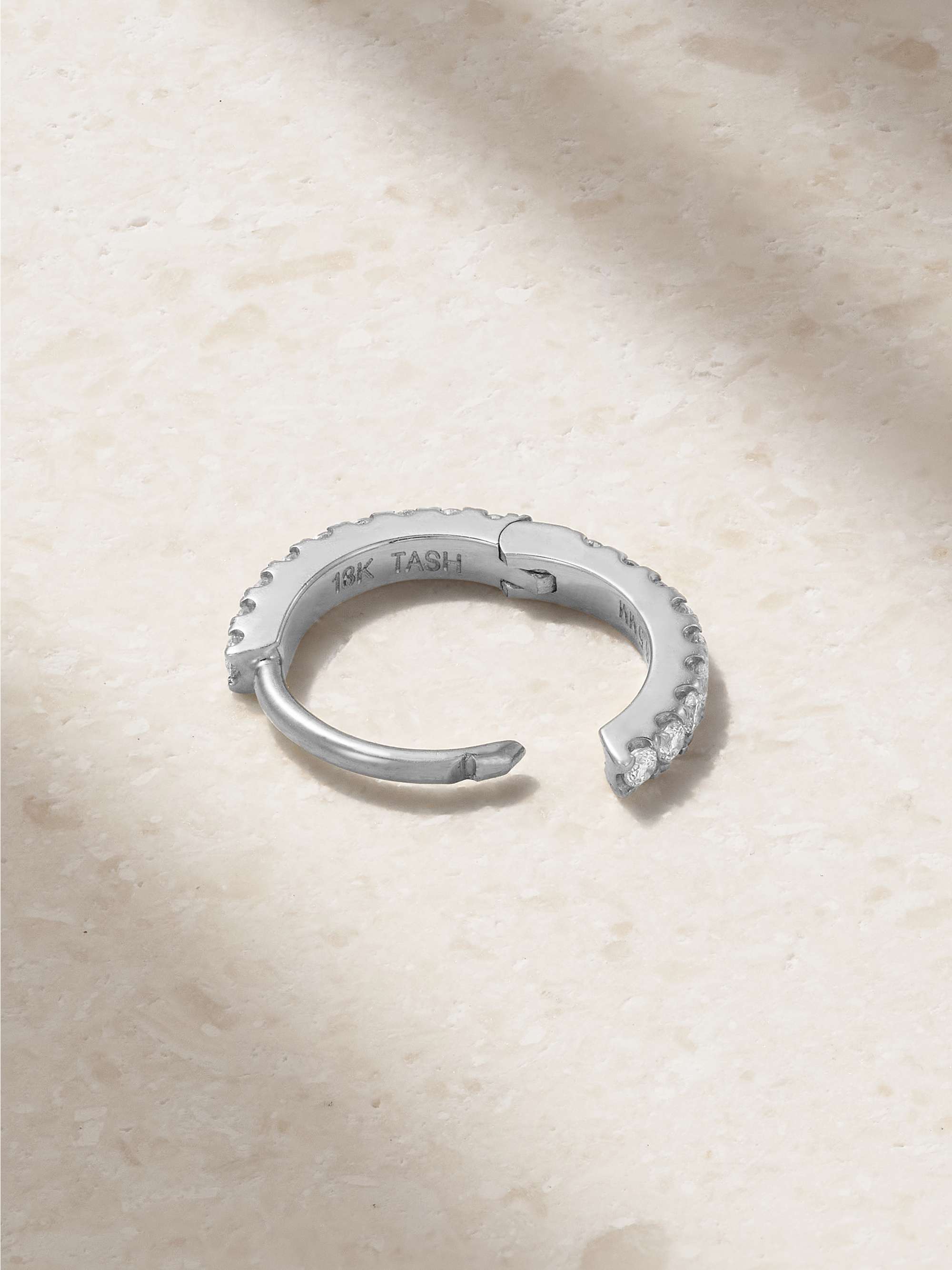 MARIA TASH 6.5mm 18-karat white gold diamond hoop earring