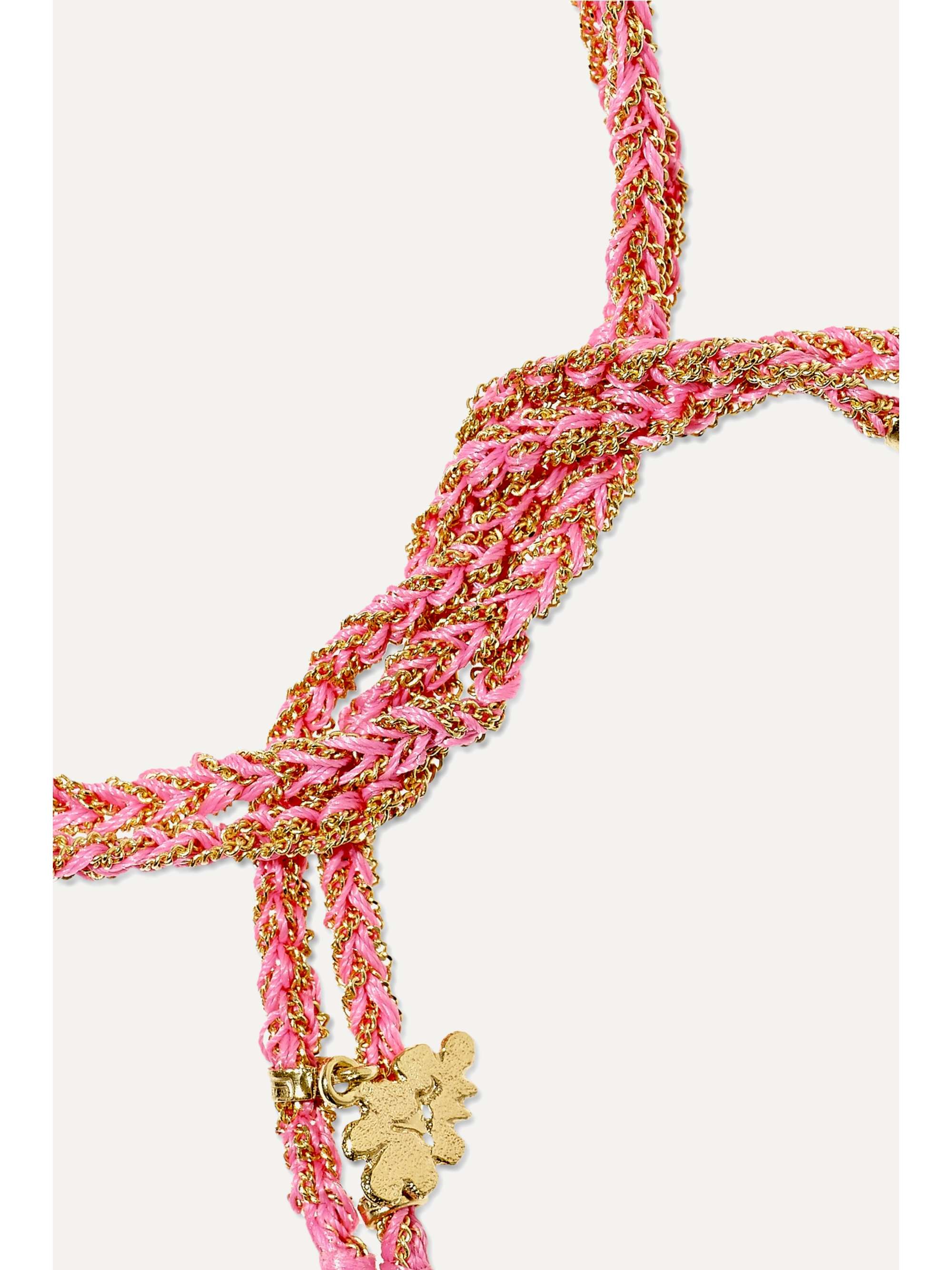 CAROLINA BUCCI Dream Lucky 18-karat gold and silk bracelet