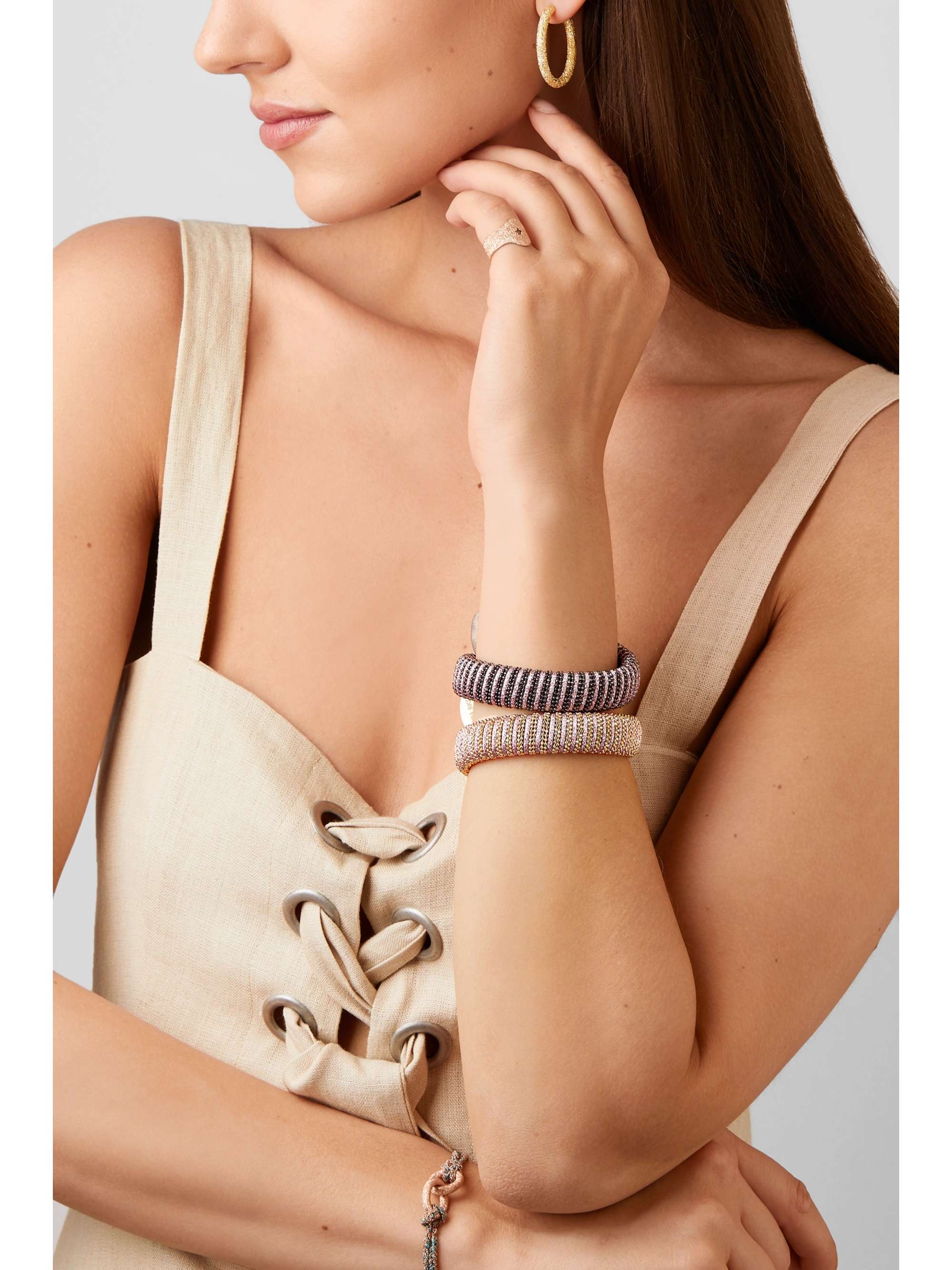 CAROLINA BUCCI Caro rose gold-plated and cotton bracelet