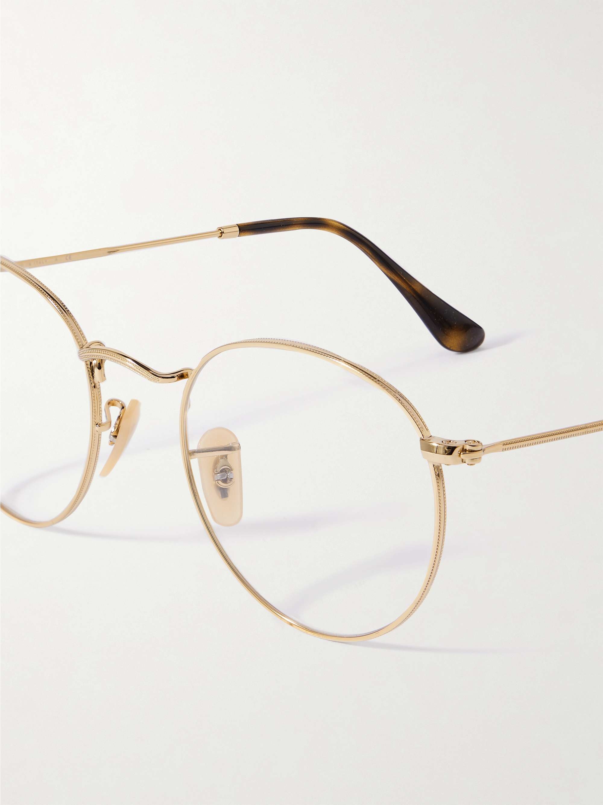 RAY-BAN Round-frame gold-tone optical glasses