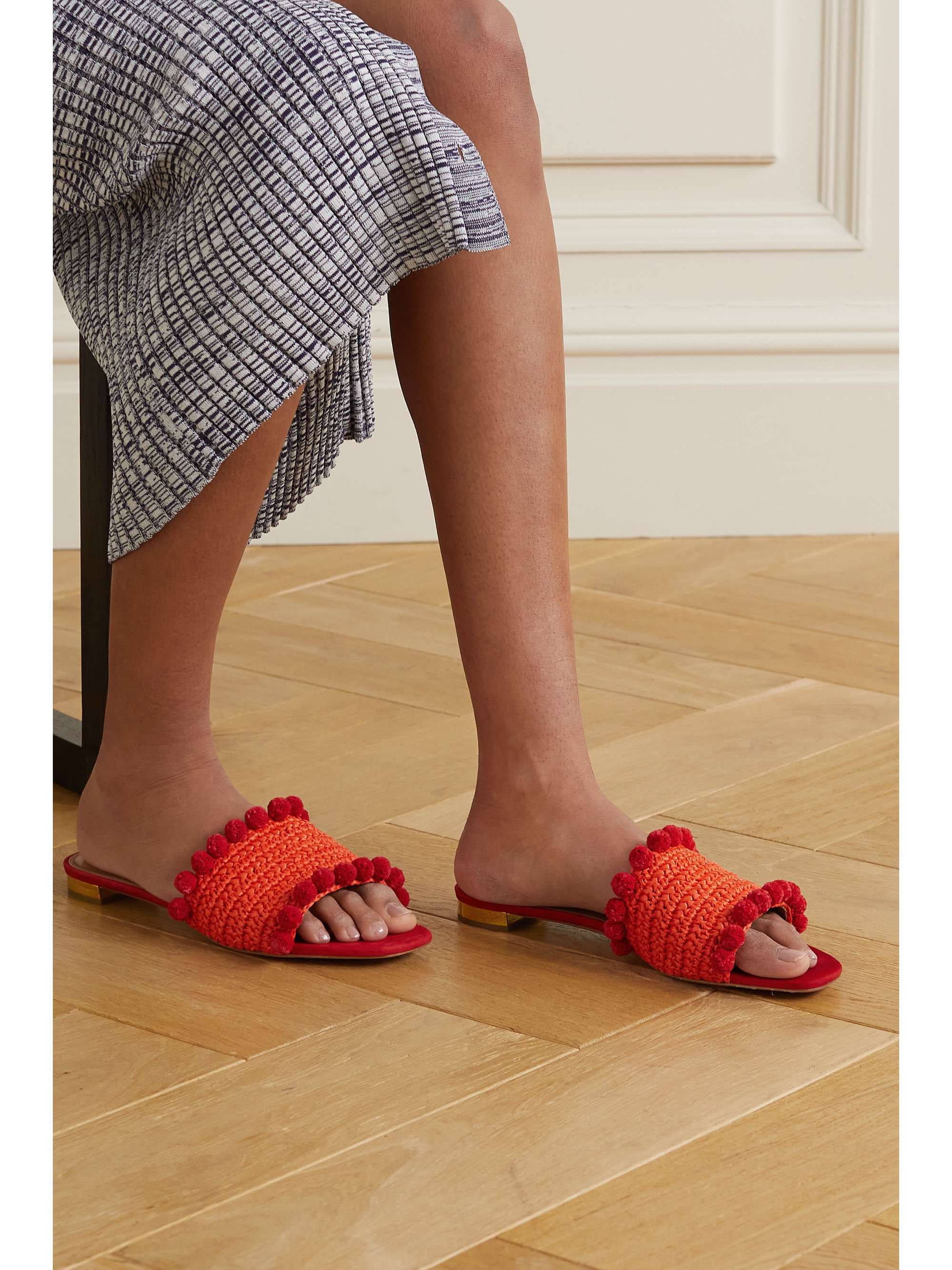 pom pom slide sandals
