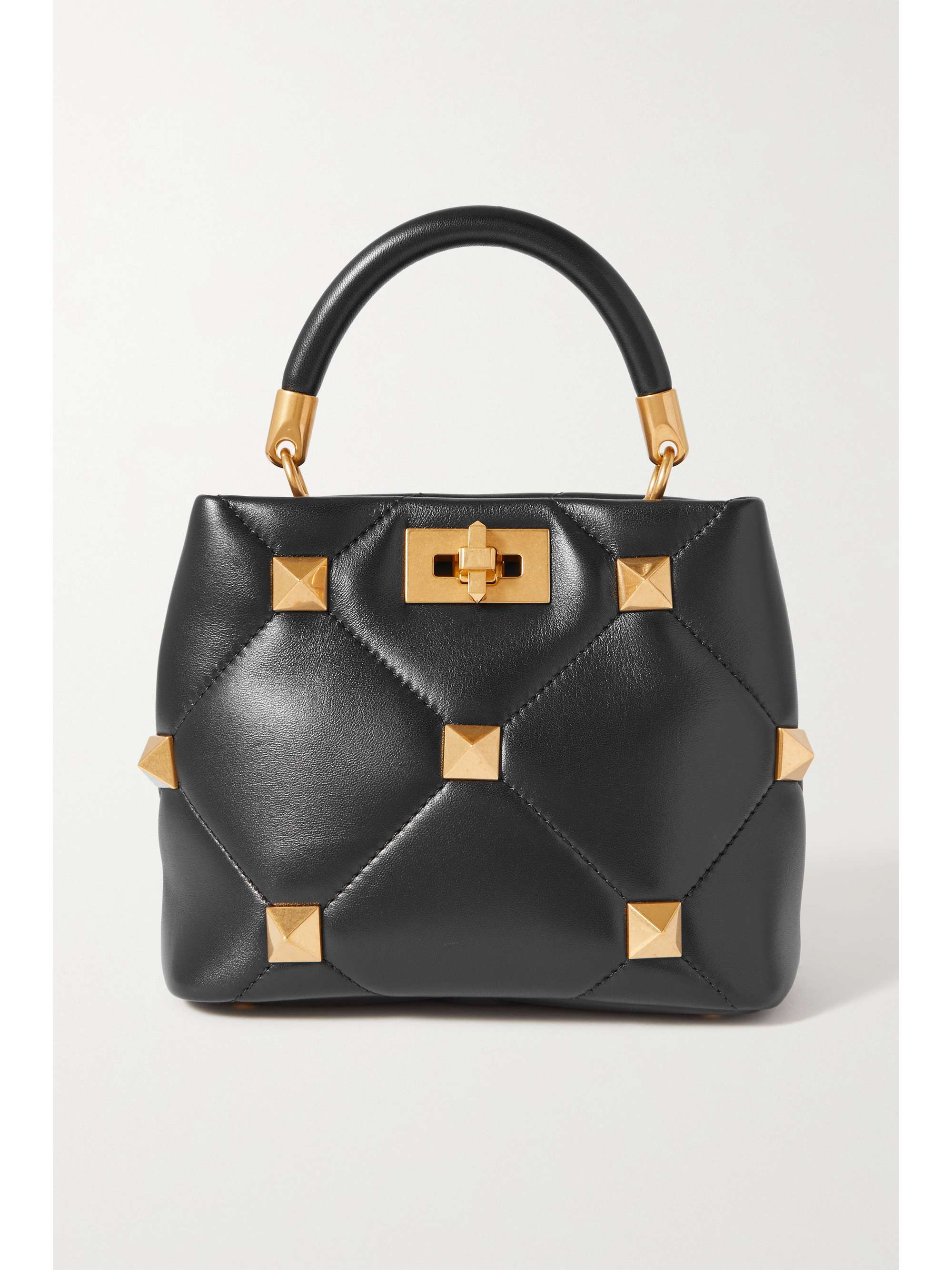 Black Valentino Garavani Roman Stud small quilted leather bag VALENTINO | NET-A-PORTER