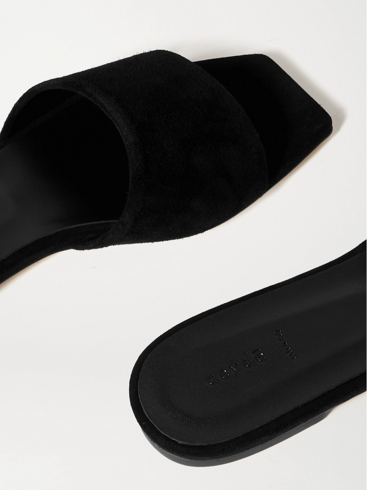 Shop Aeyde Anna Suede Slides In Black