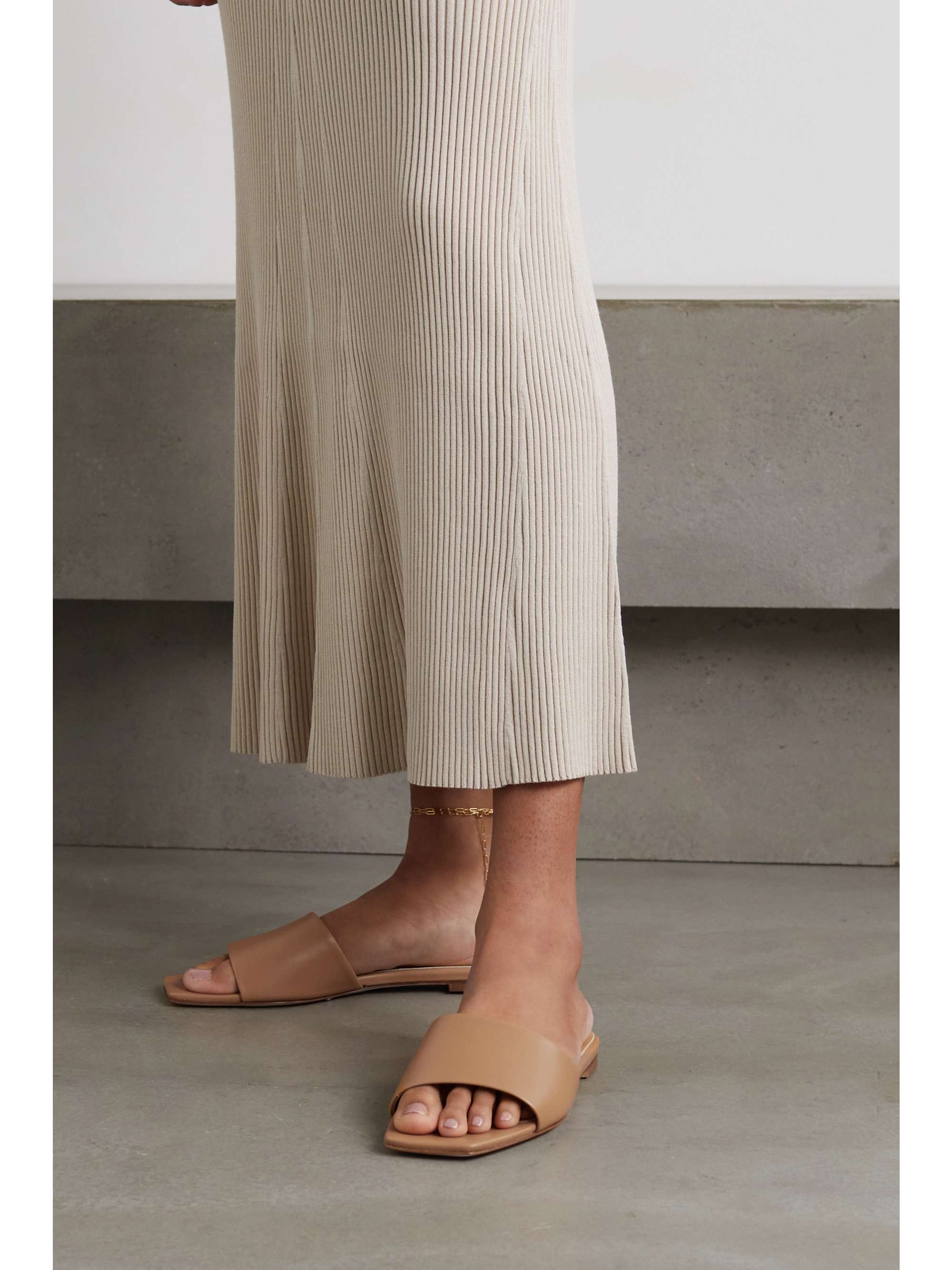 flat leather slides
