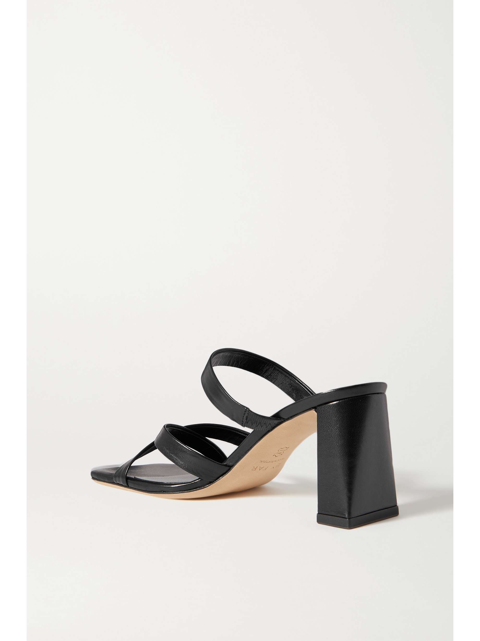 BY FAR Lenny crinkled glossed-leather mules