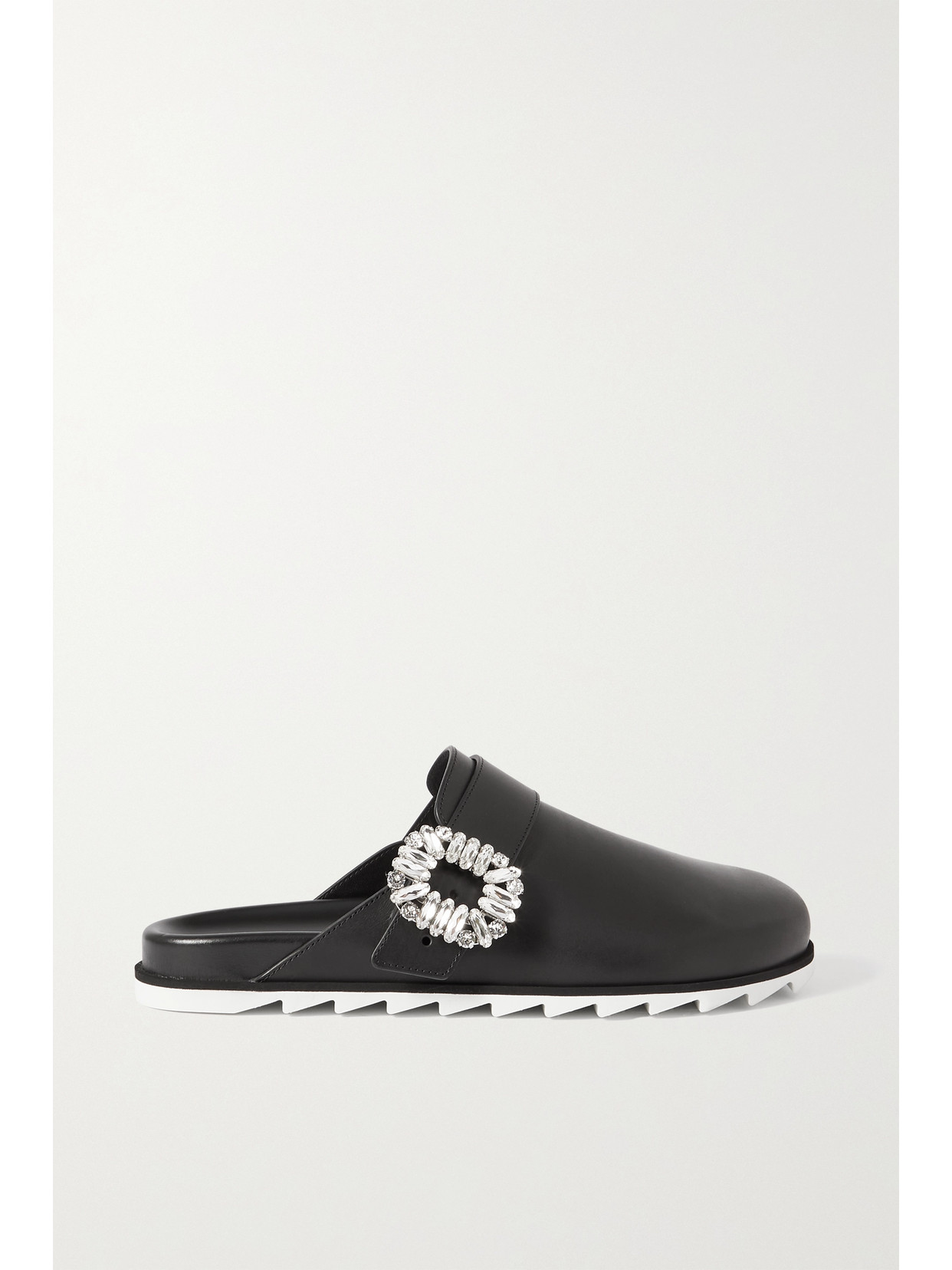 Roger Vivier Slidy Strass Crystal-embellished Leather Slippers