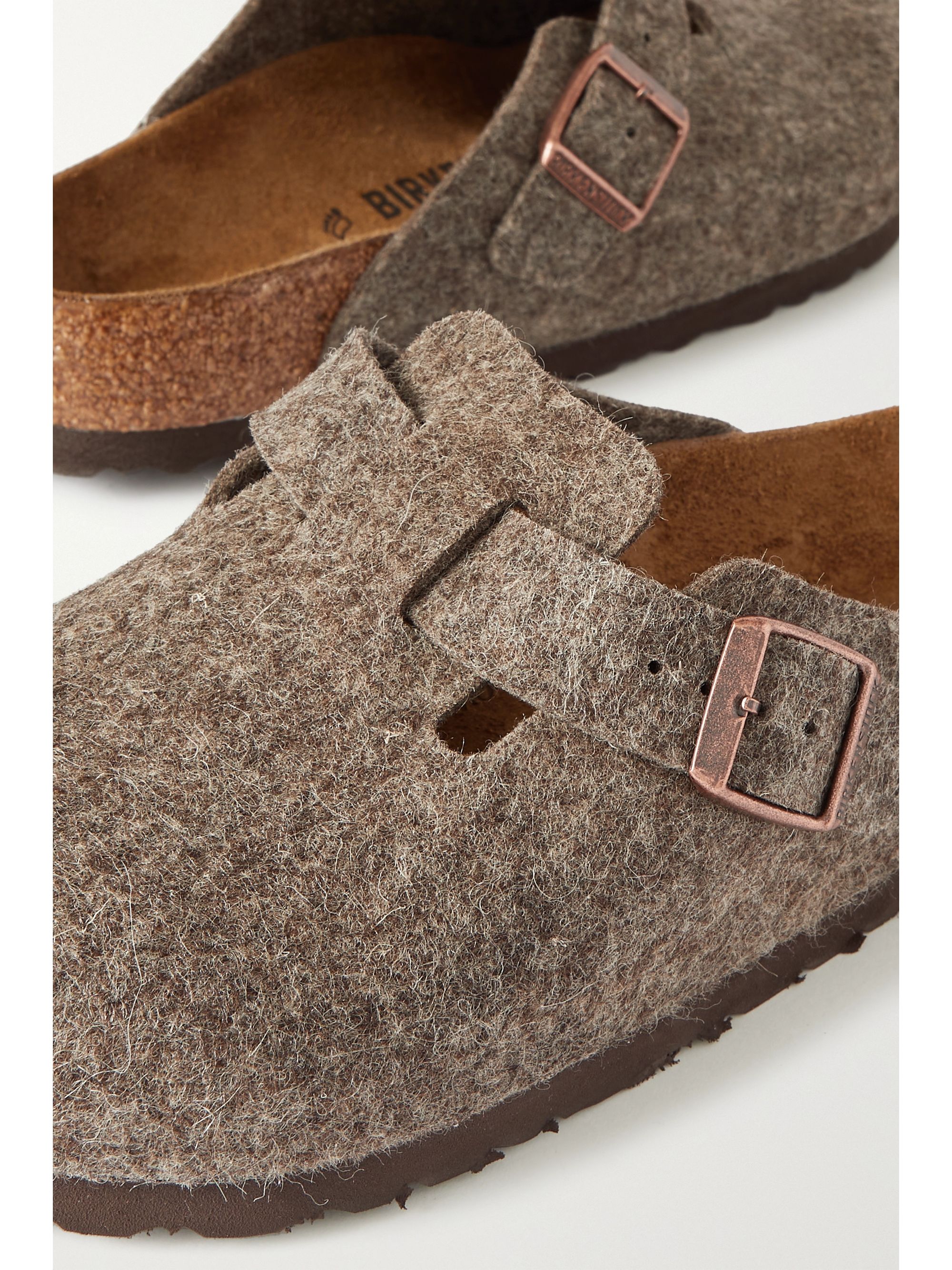 Chocolate Boston wool-felt slippers | BIRKENSTOCK | NET-A-PORTER