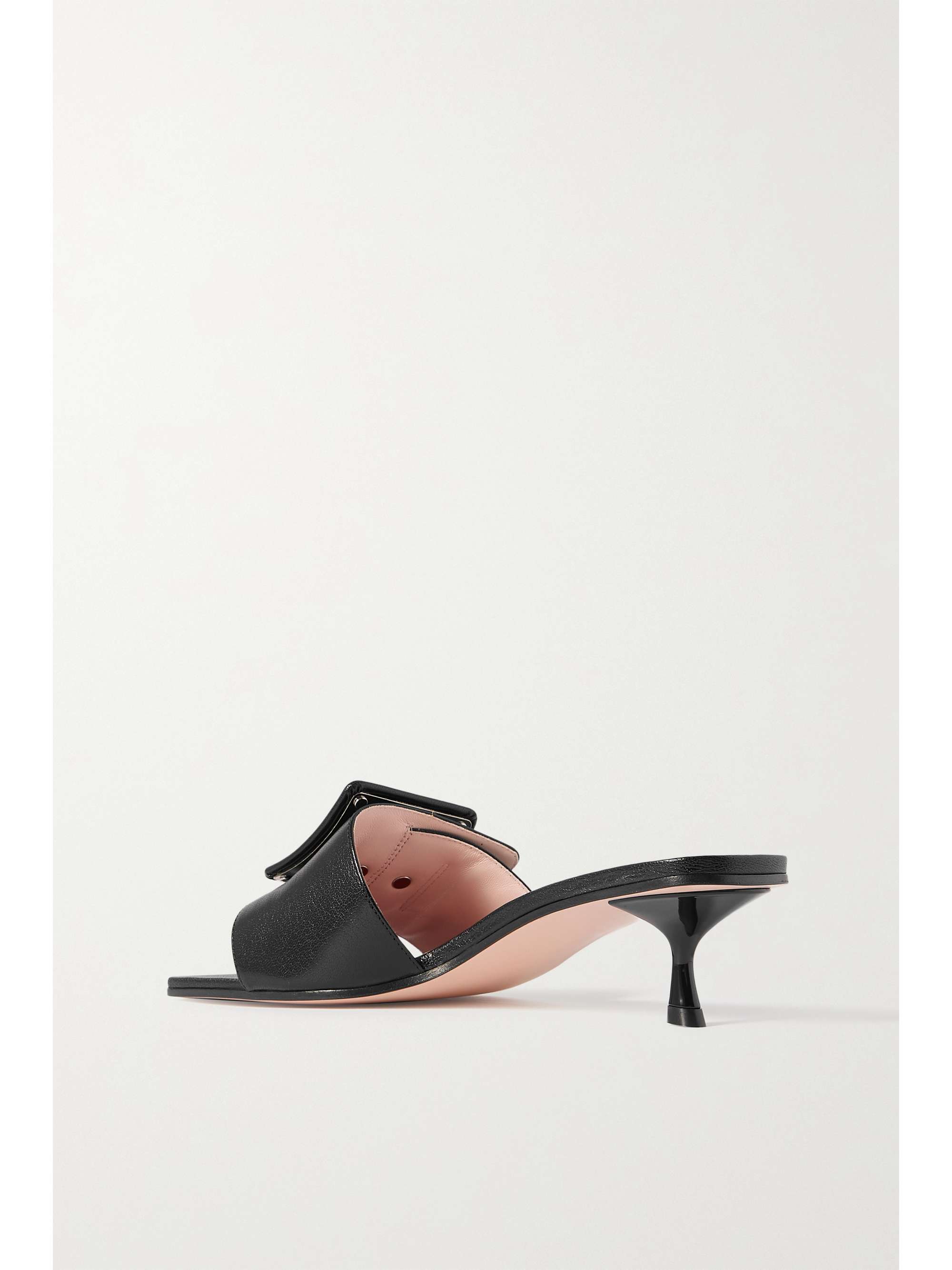 ROGER VIVIER Buckle-detailed glossed-leather mules