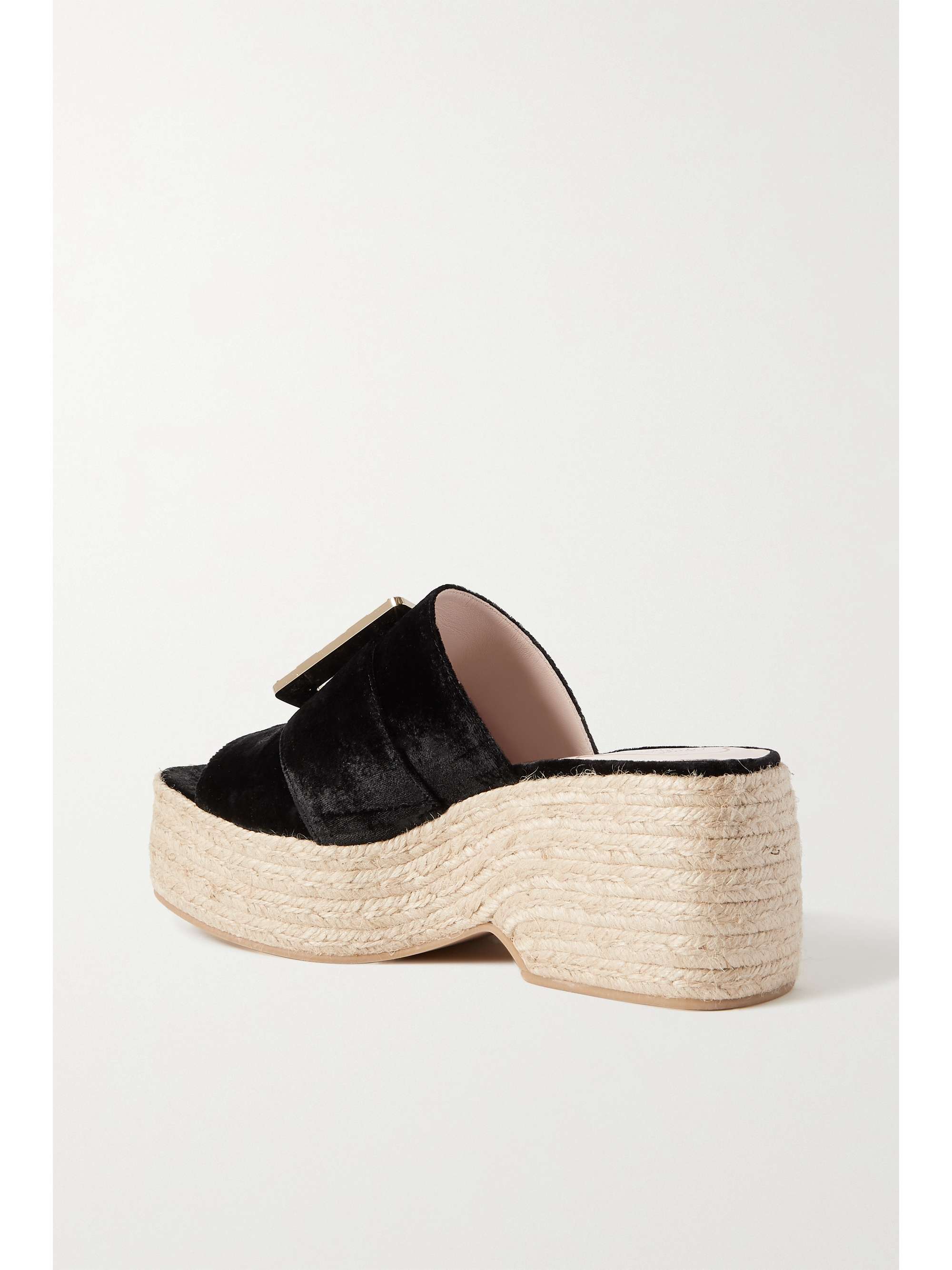 ROGER VIVIER Crystal-embellished velvet espadrille platform mules