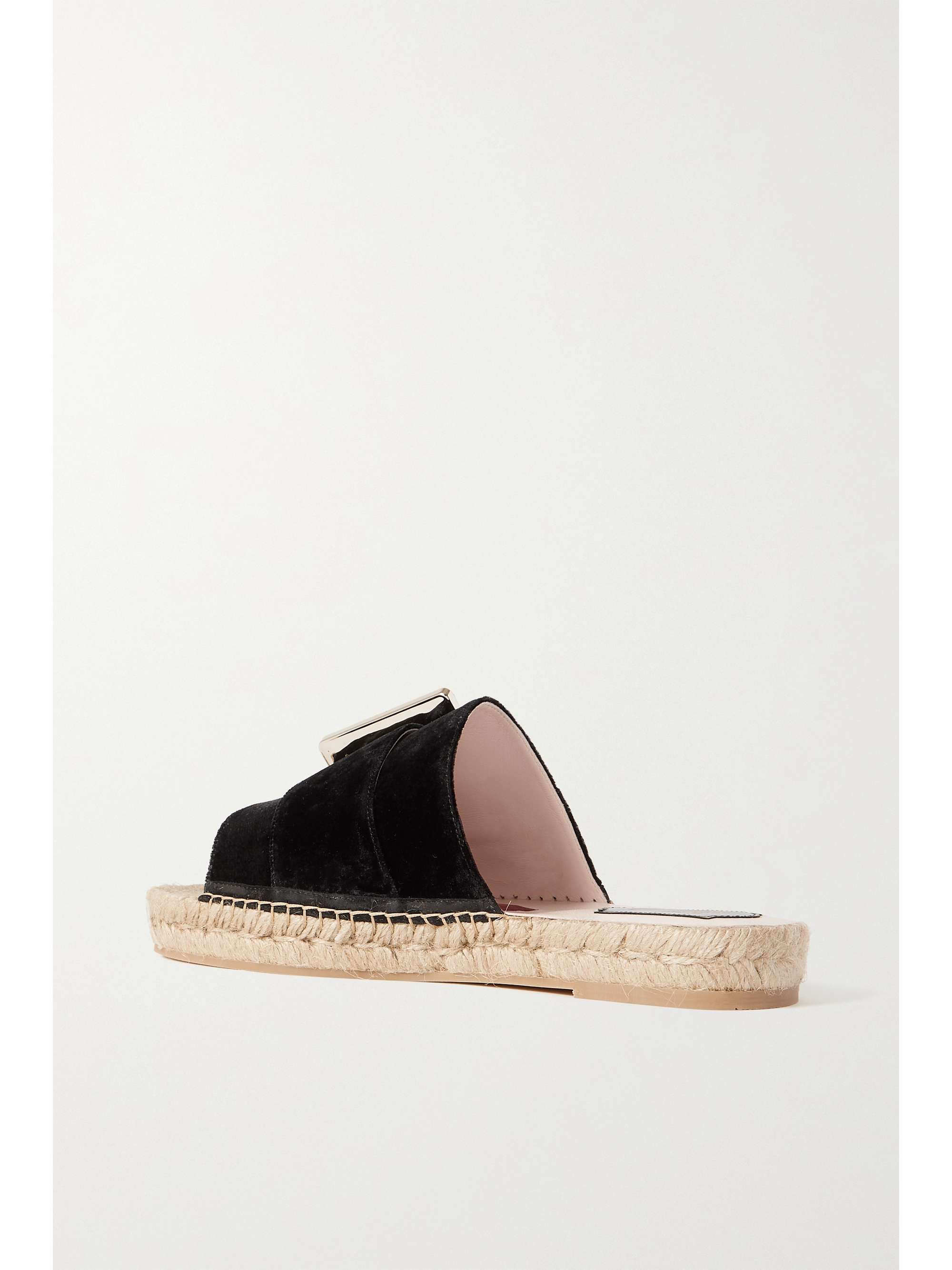 ROGER VIVIER Crystal-embellished buckled canvas espadrille slides