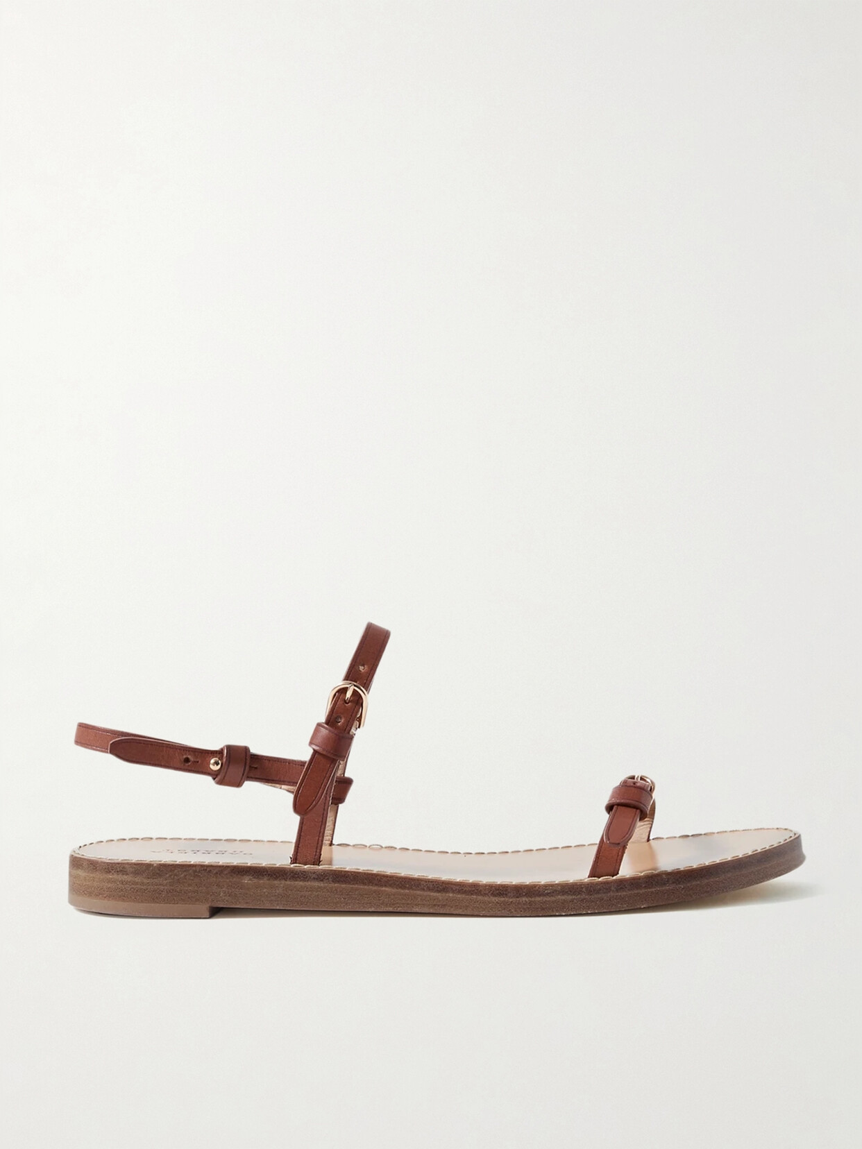 Gabriela Hearst 'stewart' Double Leather Strap Flat Sandals In Brown ...