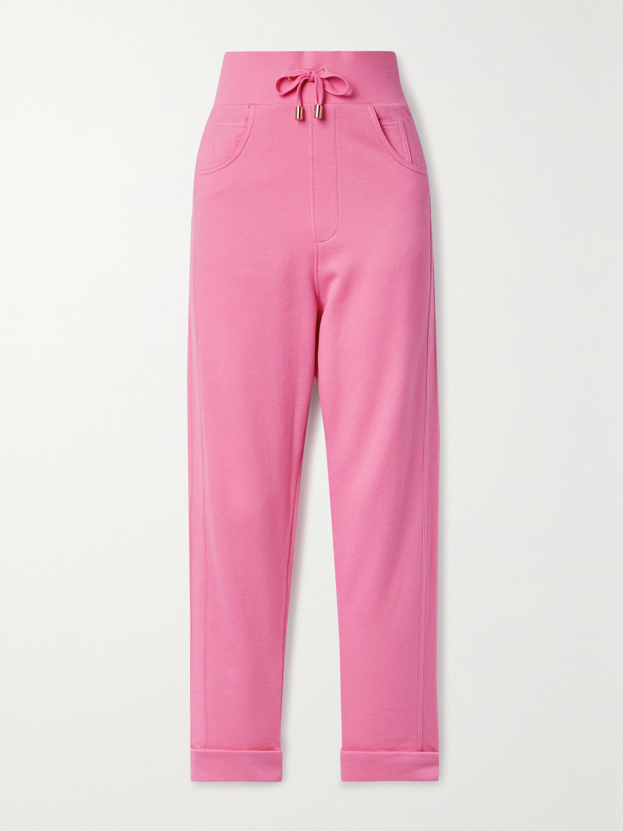 Balmain Ribbed Cotton And Cashmere-blend Track Pants - Pink