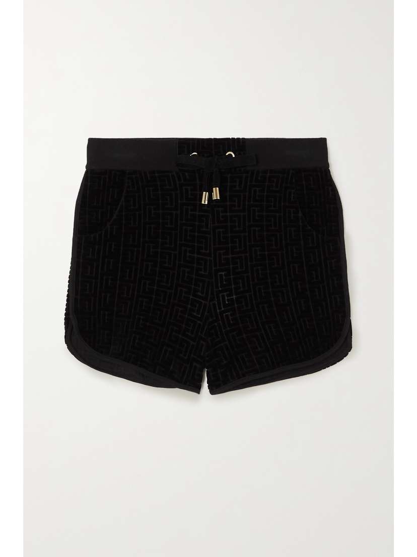 Balmain Flocked Cotton-blend Shorts