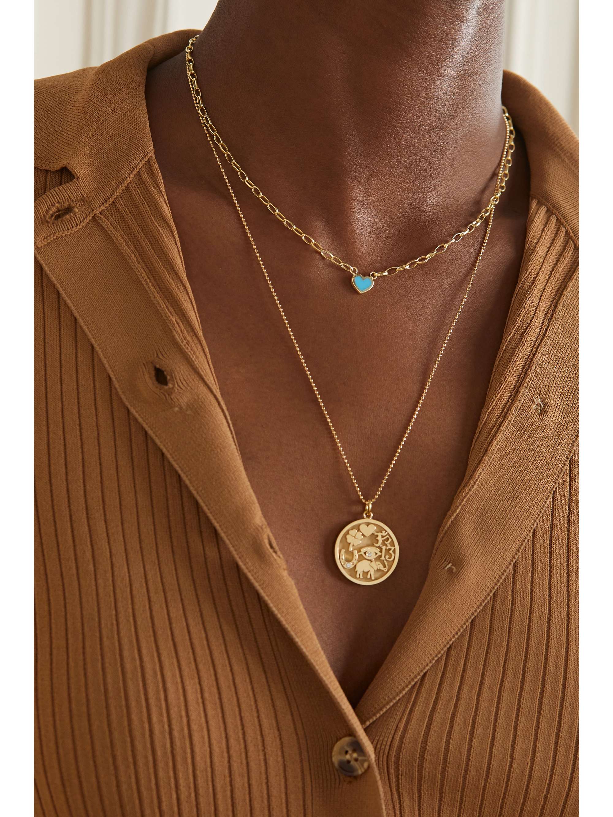 JENNIFER MEYER Small Edith 18-karat gold turquoise necklace