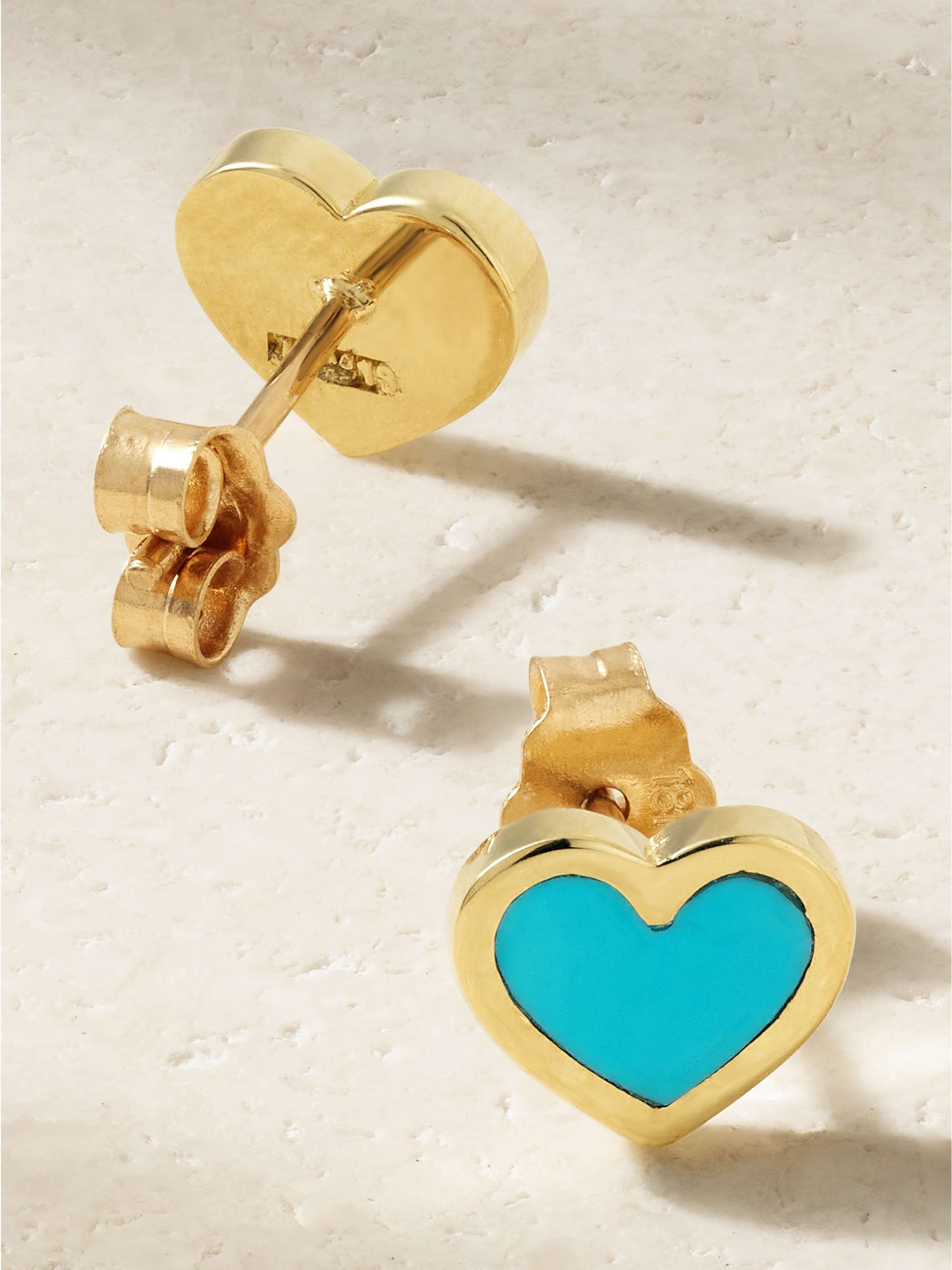 JENNIFER MEYER Extra Small Heart 18-karat gold, lapis lazuli and diamond earrings