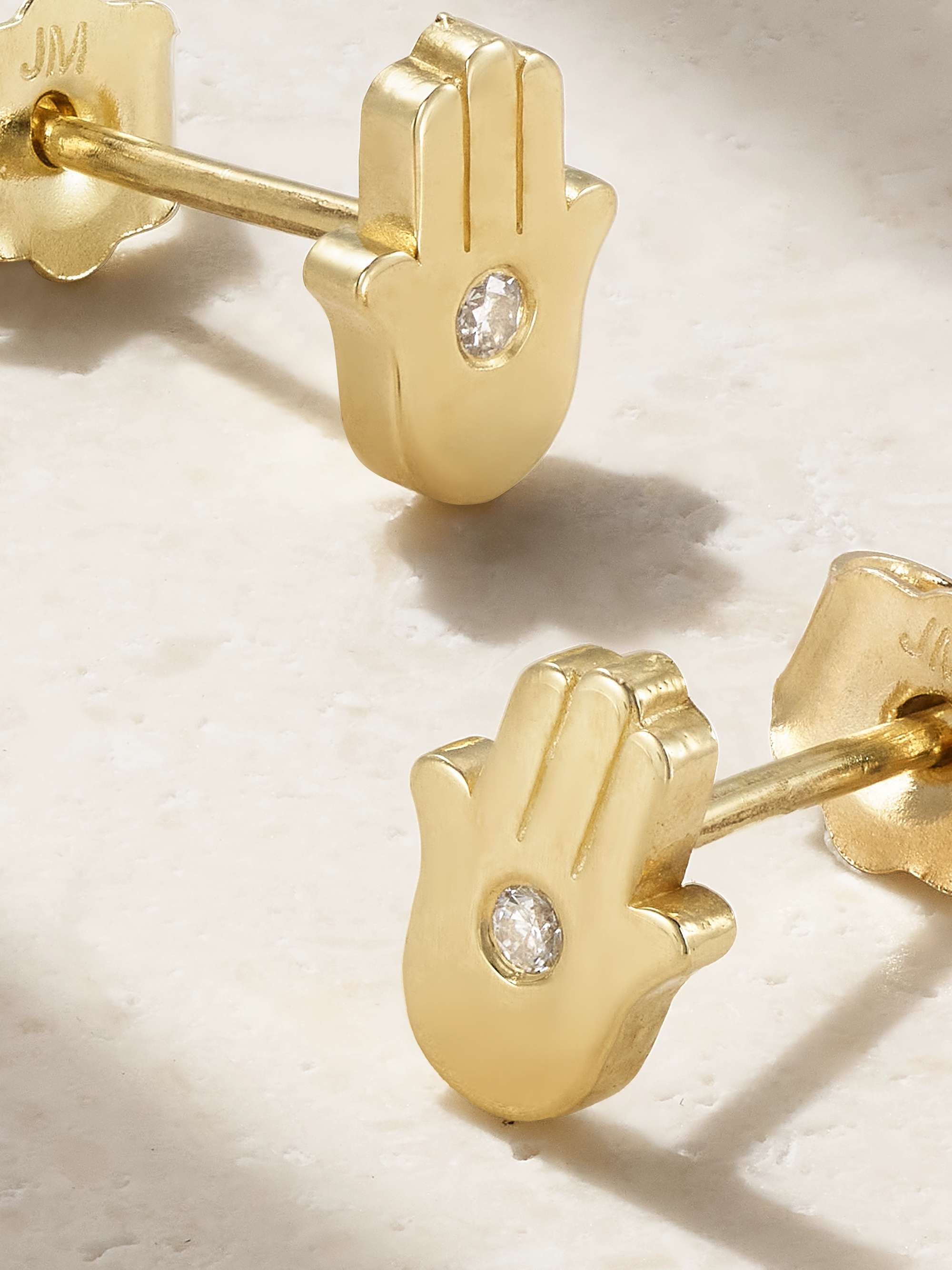 JENNIFER MEYER Mini Hamsa 18-karat gold diamond earrings