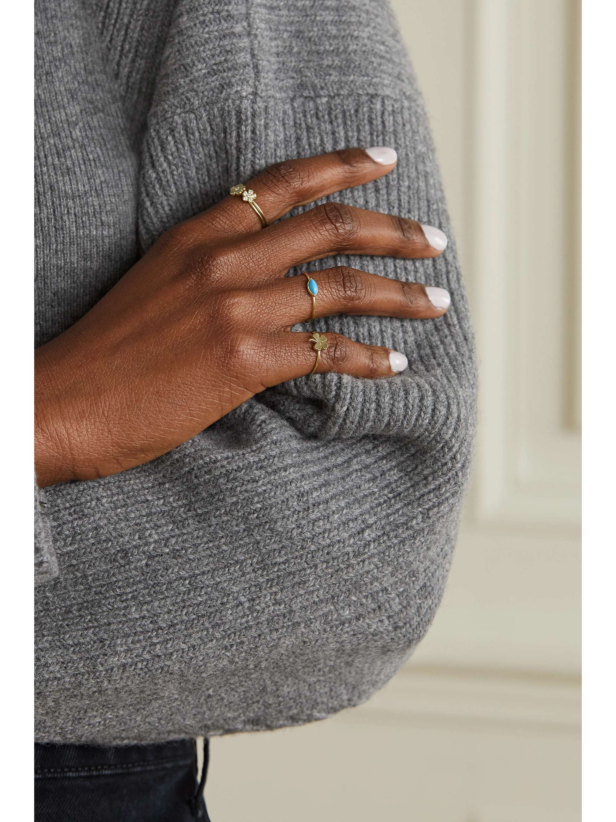 JENNIFER MEYER 18-karat gold turquoise ring