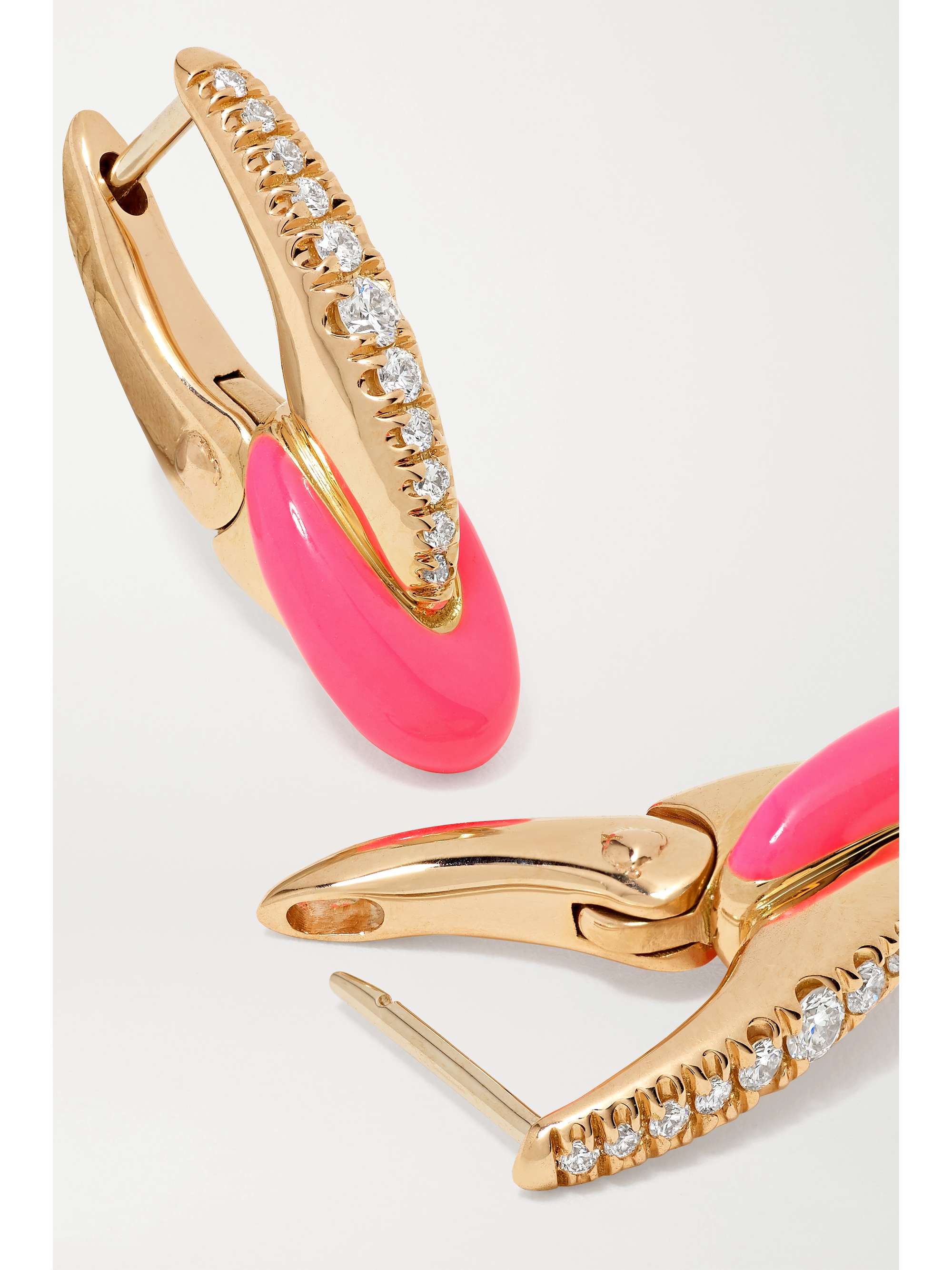 MELISSA KAYE Ada 18-karat rose gold, diamond and enamel earrings