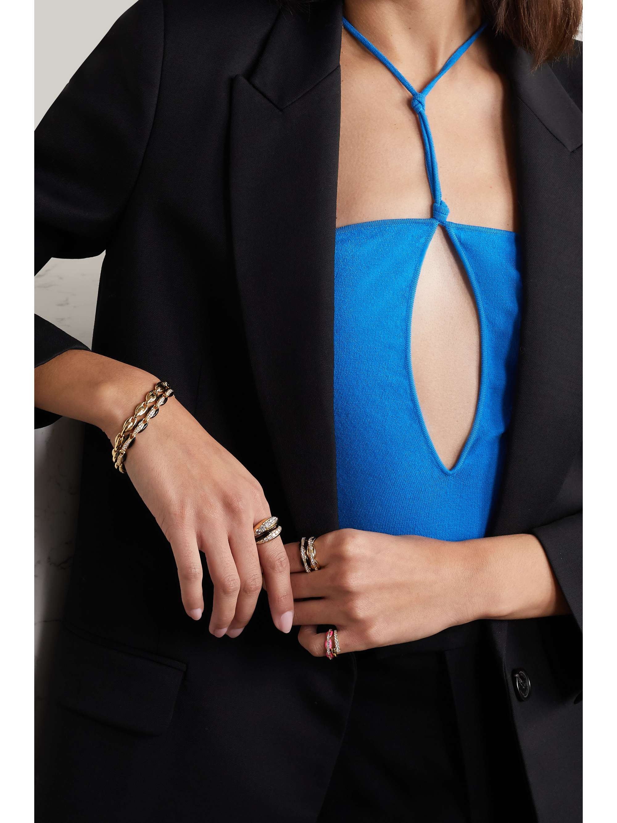 MELISSA KAYE Ada 18-karat gold, enamel and diamond bracelet