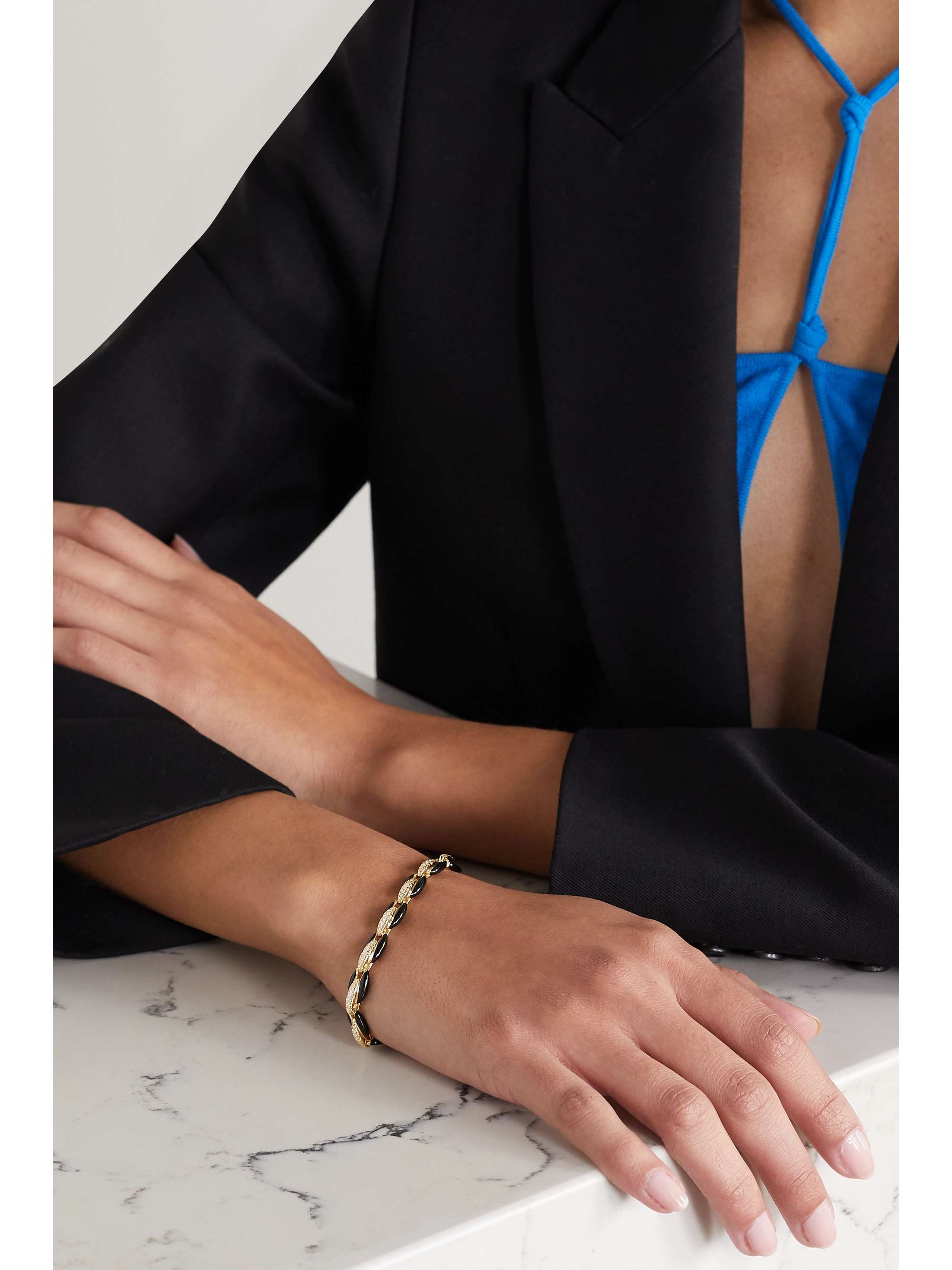 MELISSA KAYE Ada 18-karat gold, enamel and diamond bracelet