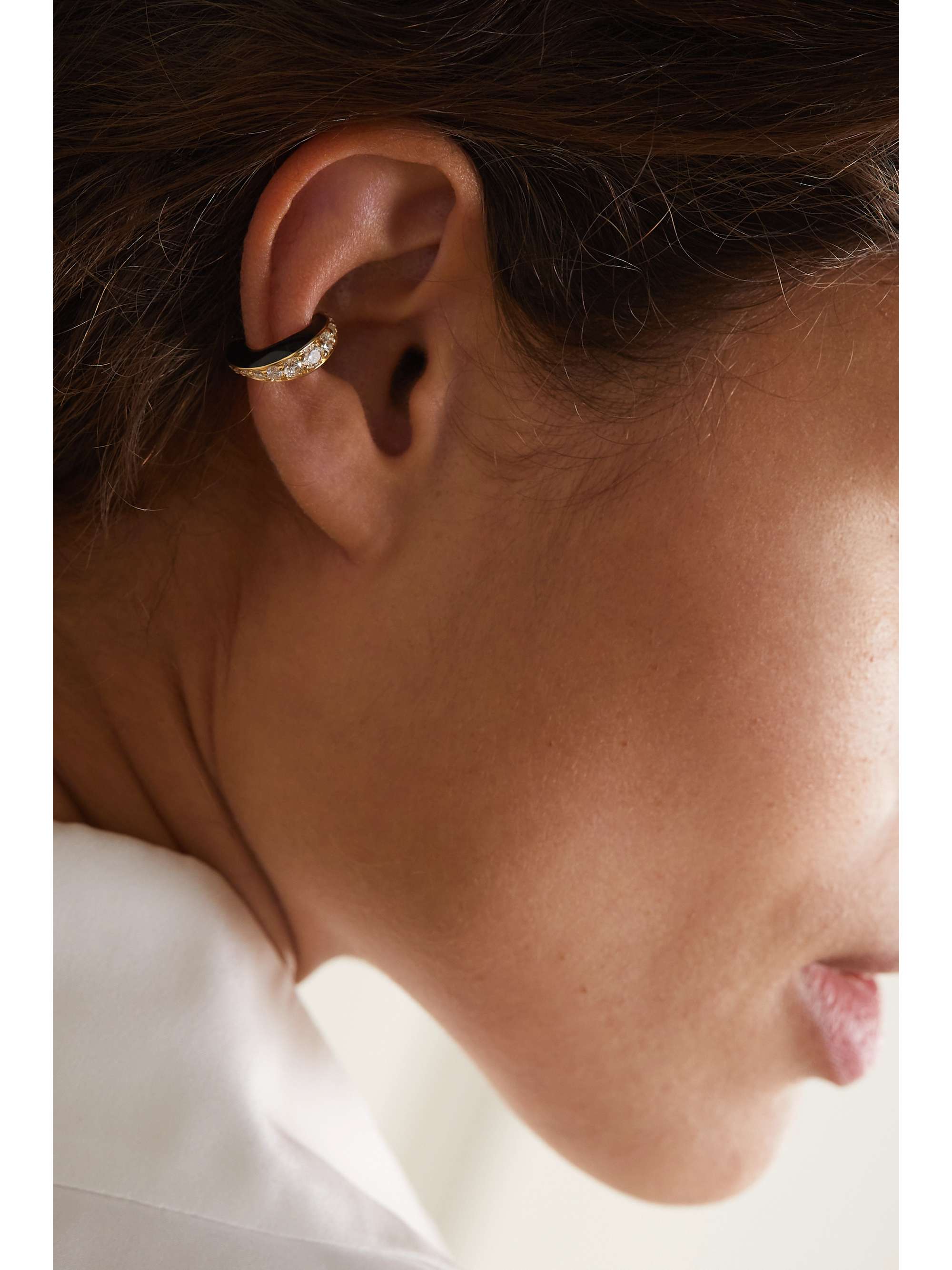MELISSA KAYE Remi 18-karat gold, diamond and enamel ear cuff