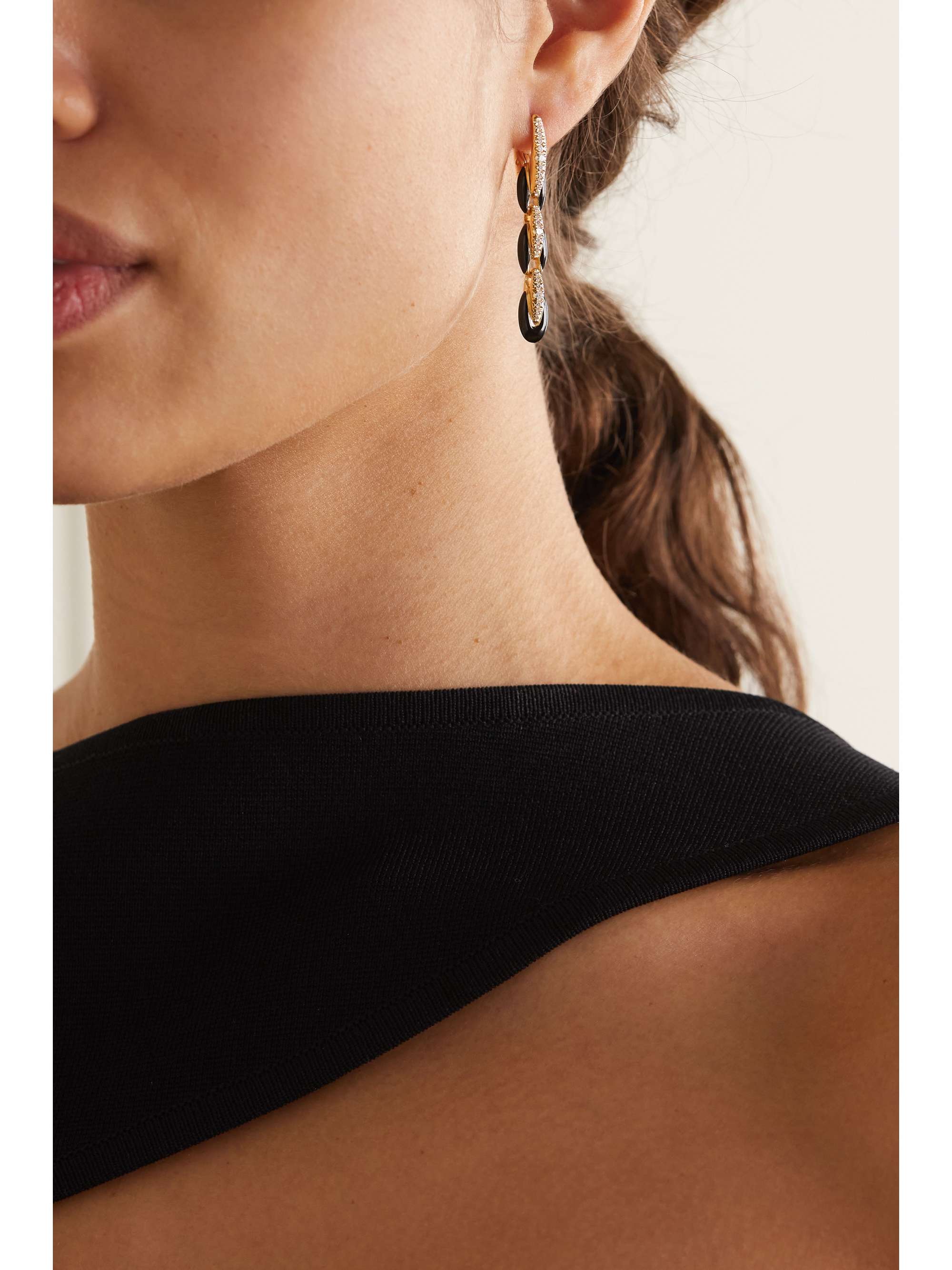 MELISSA KAYE Ada 18-karat gold, diamond and enamel earrings