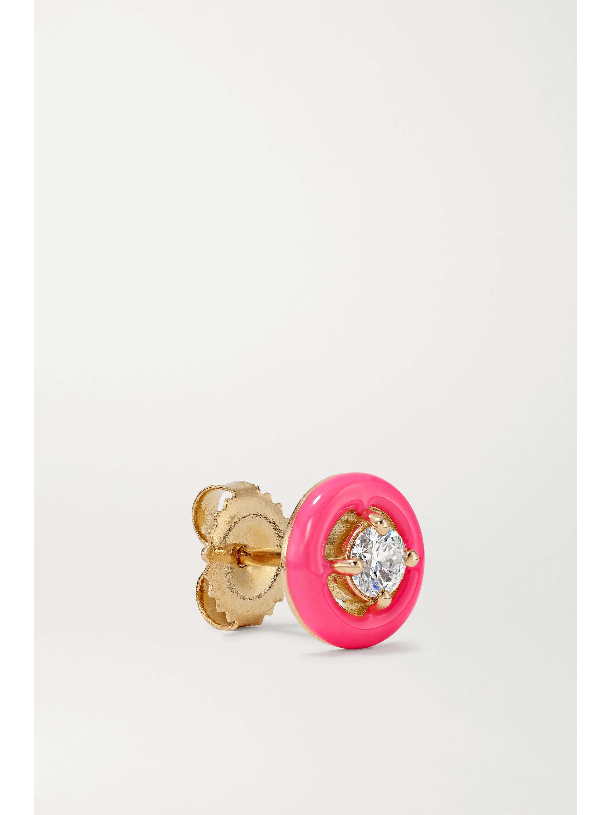 MELISSA KAYE Sylvie 18-karat rose gold, enamel and diamond earrings