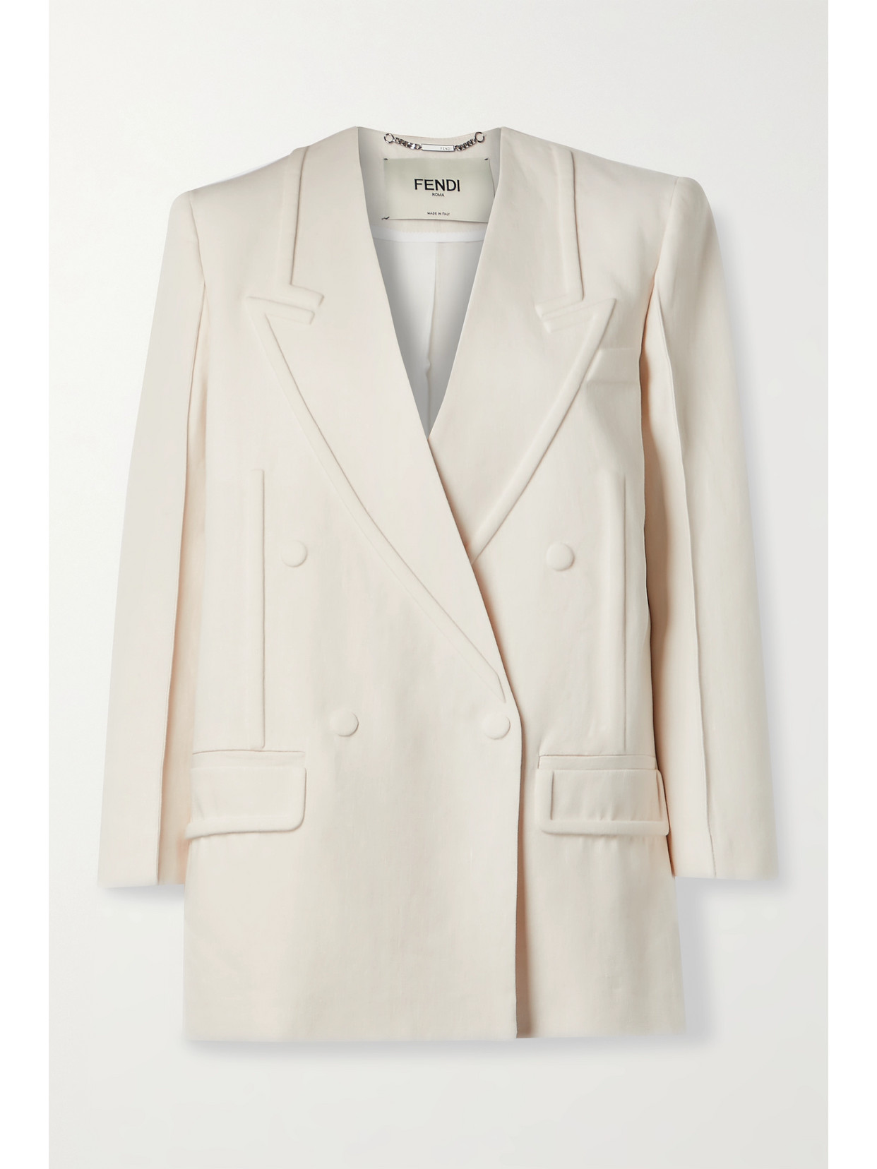 Fendi Double-breasted Linen Blazer - Ivory