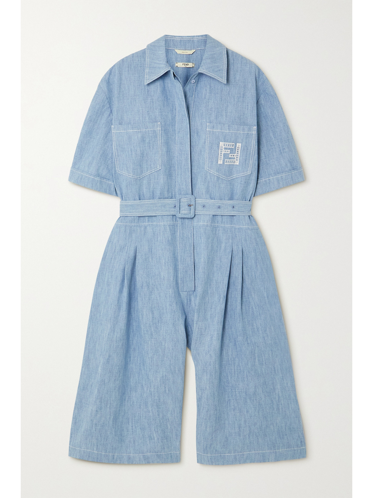 FENDI BELTED DENIM JUMPSUIT