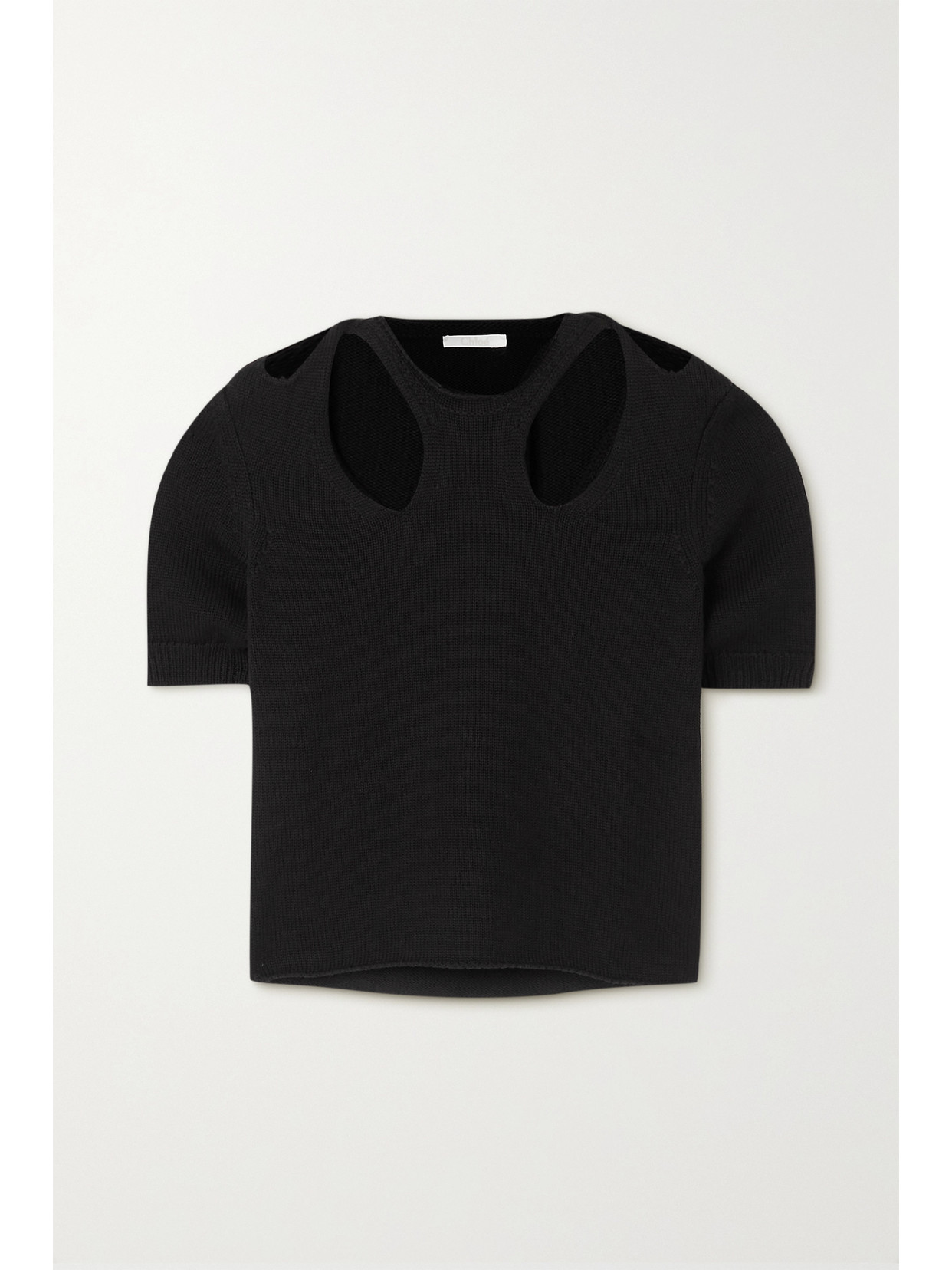 CHLOÉ CUTOUT COTTON AND WOOL-BLEND SWEATER