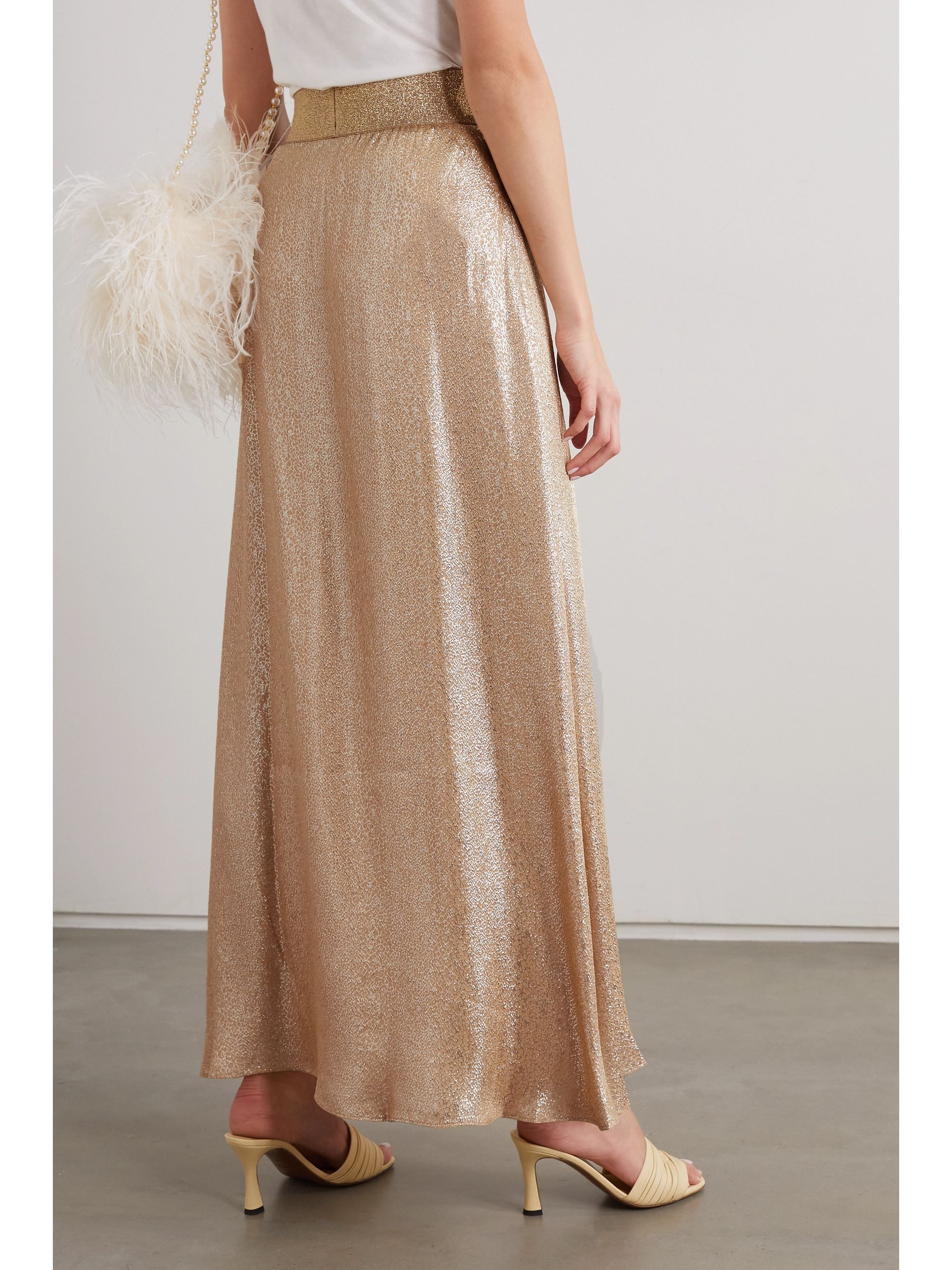 Gold Lamé maxi skirt | MARIE FRANCE VAN 