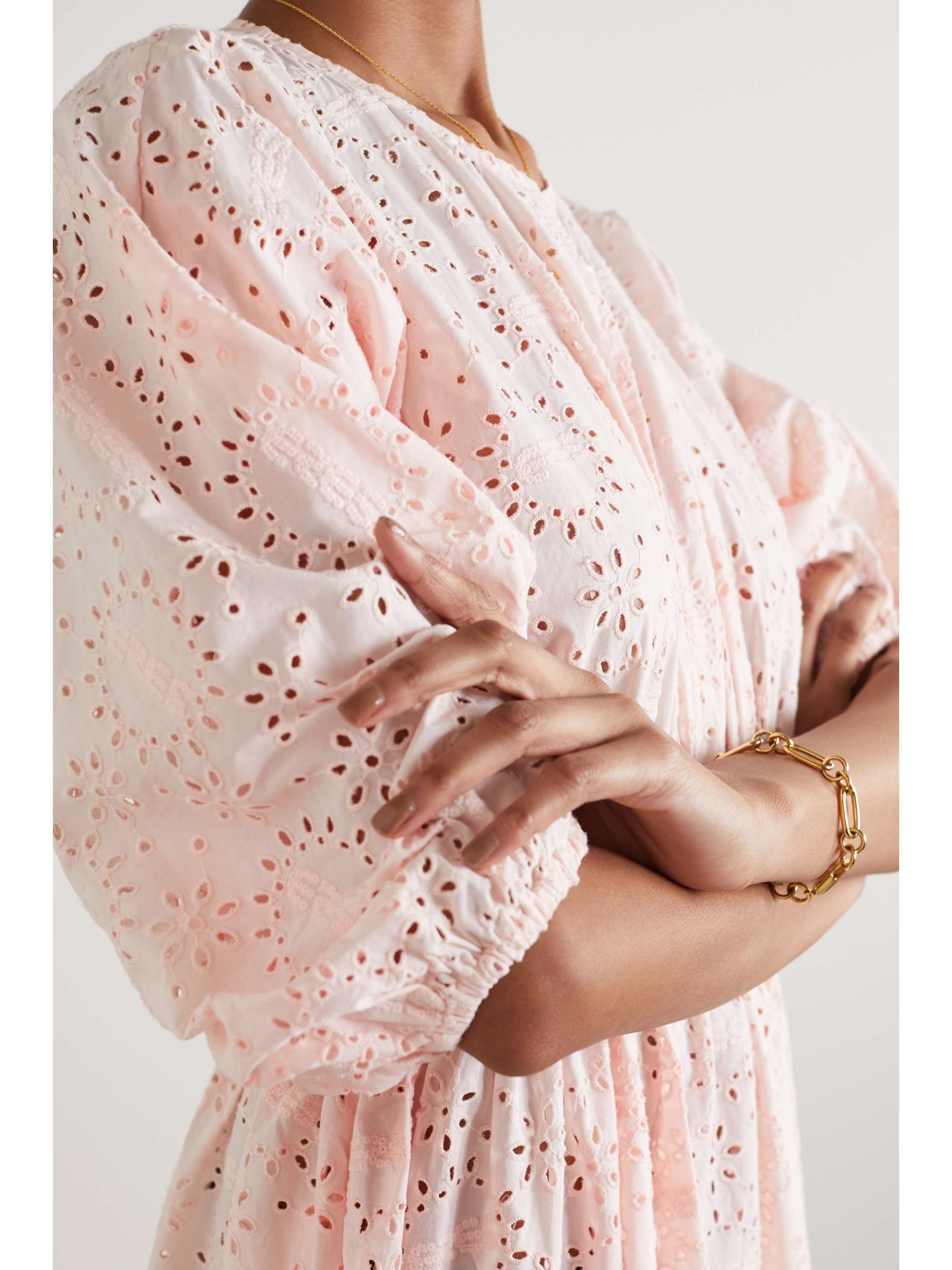 Baby pink Laureate tiered broderie 