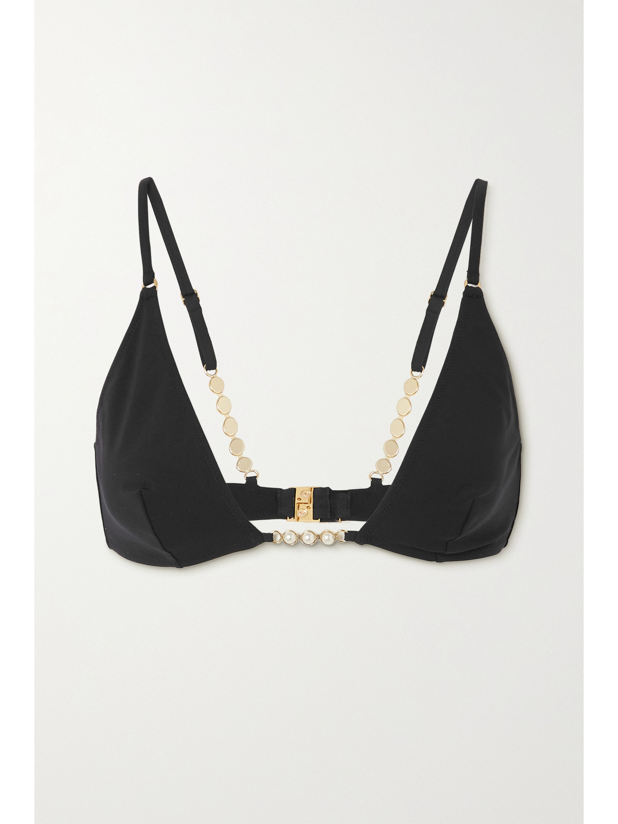 Stella McCartney – + Net Sustain Embellished Stretch-econyl Triangle Bikini Top – Black