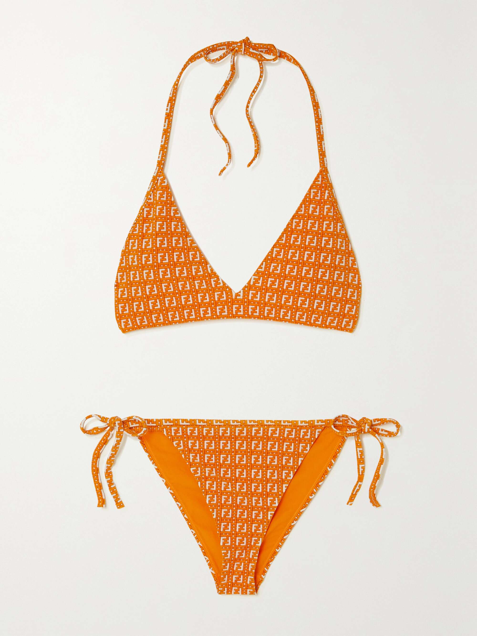 FENDI Stretch-jacquard halterneck bikini | NET-A-PORTER